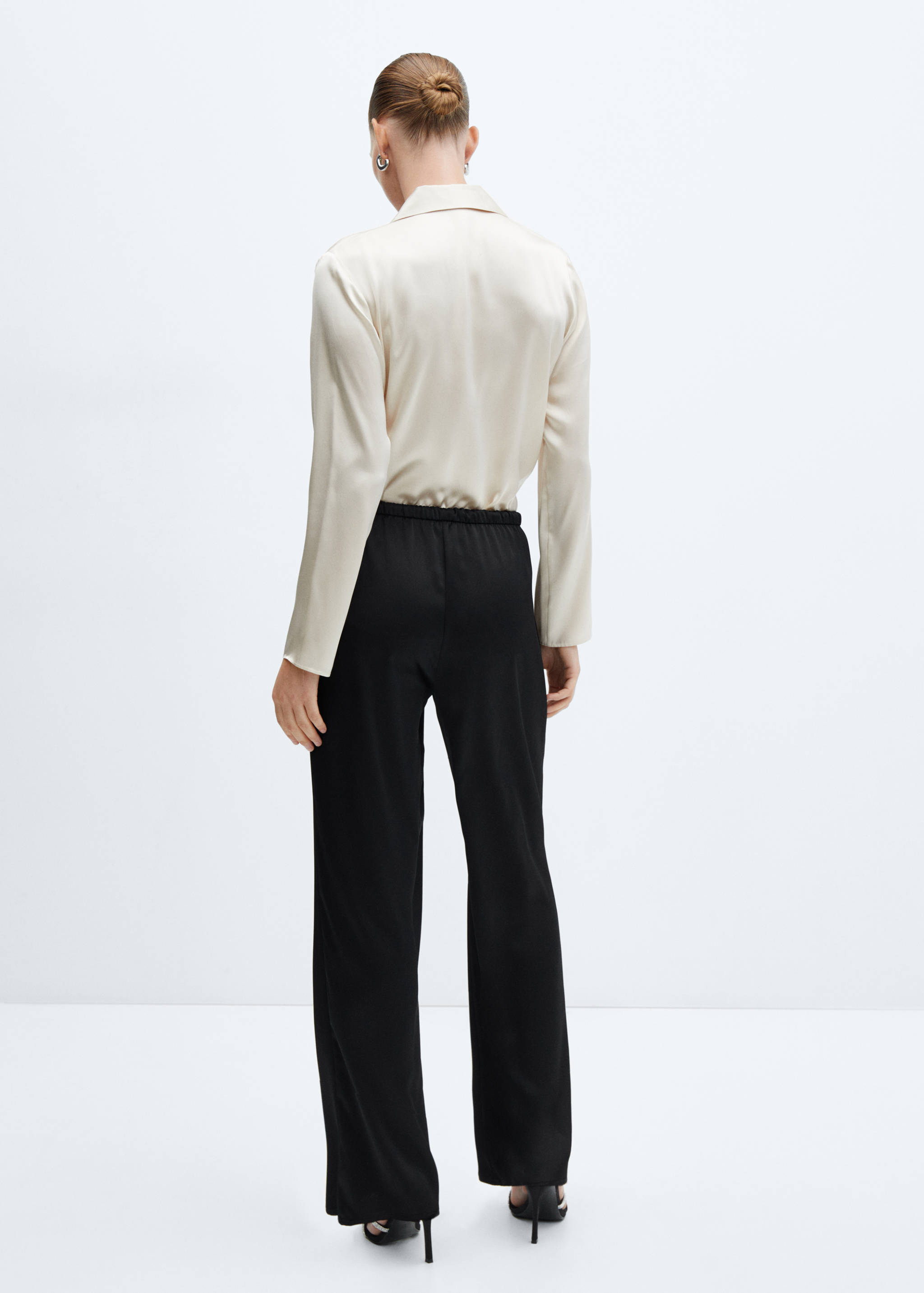 Satin-finish elastic waist trousers - Reverse of the article