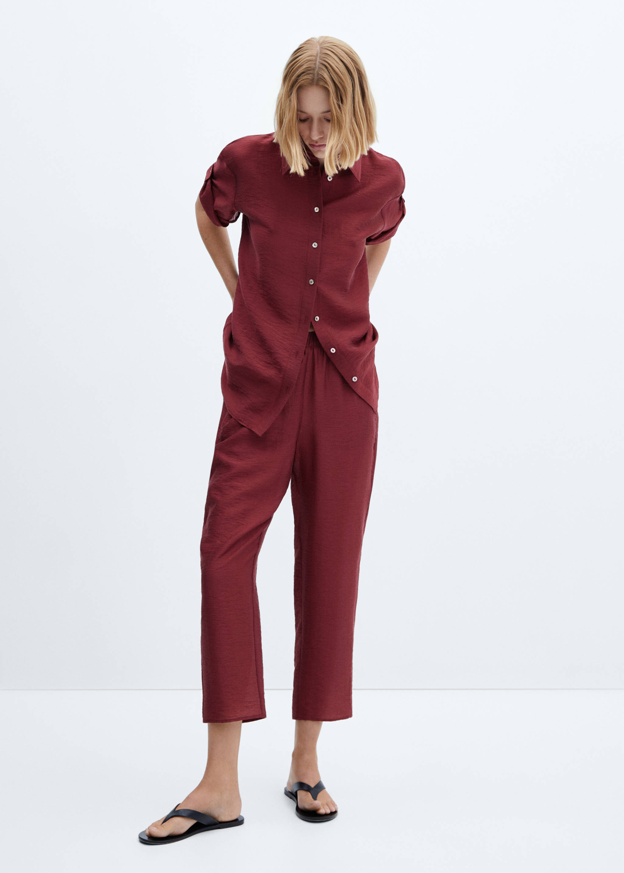 Satinierte Lyocell-Hose - Allgemeine Ansicht