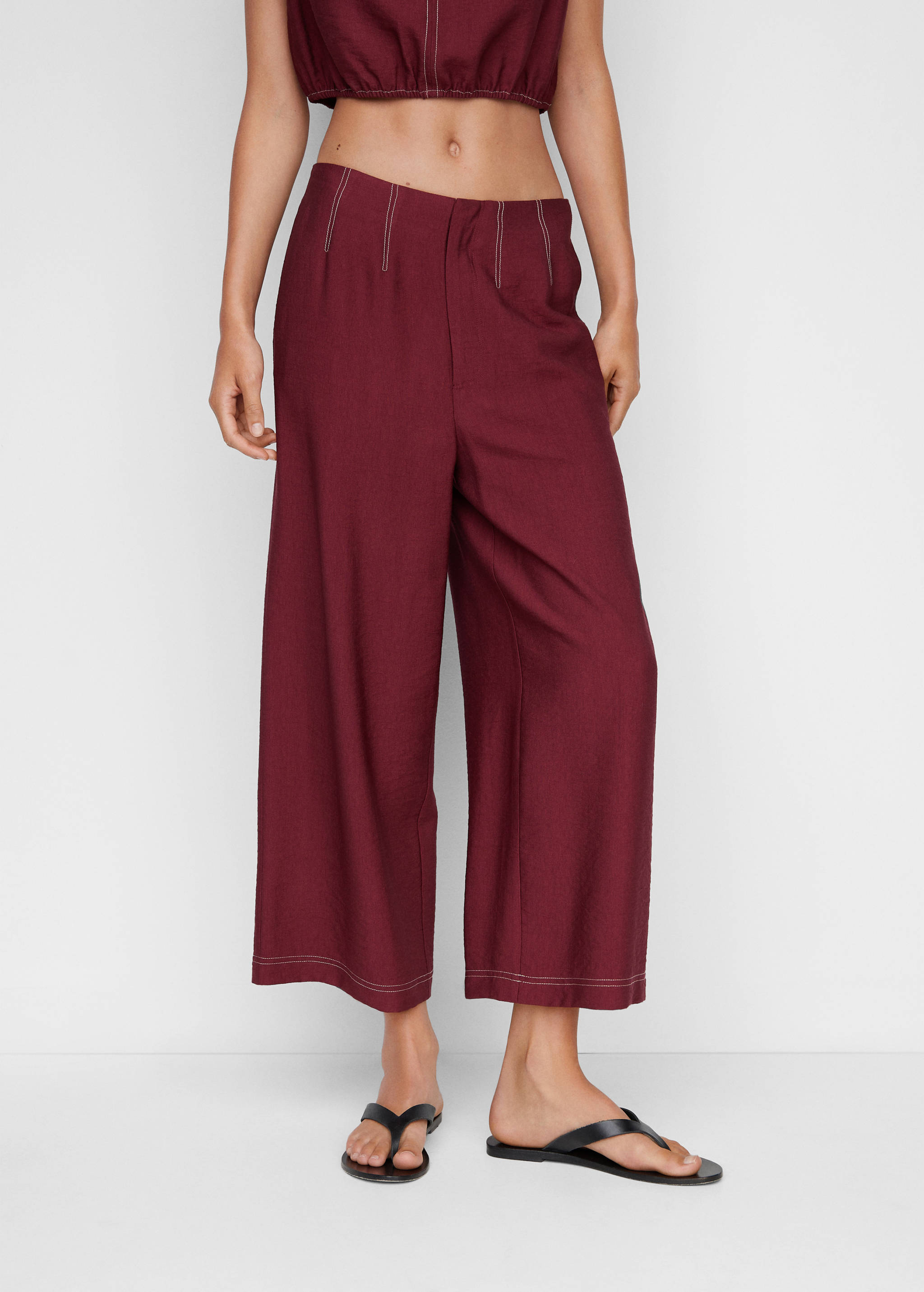 Seam-detail culotte trousers - Medium plane