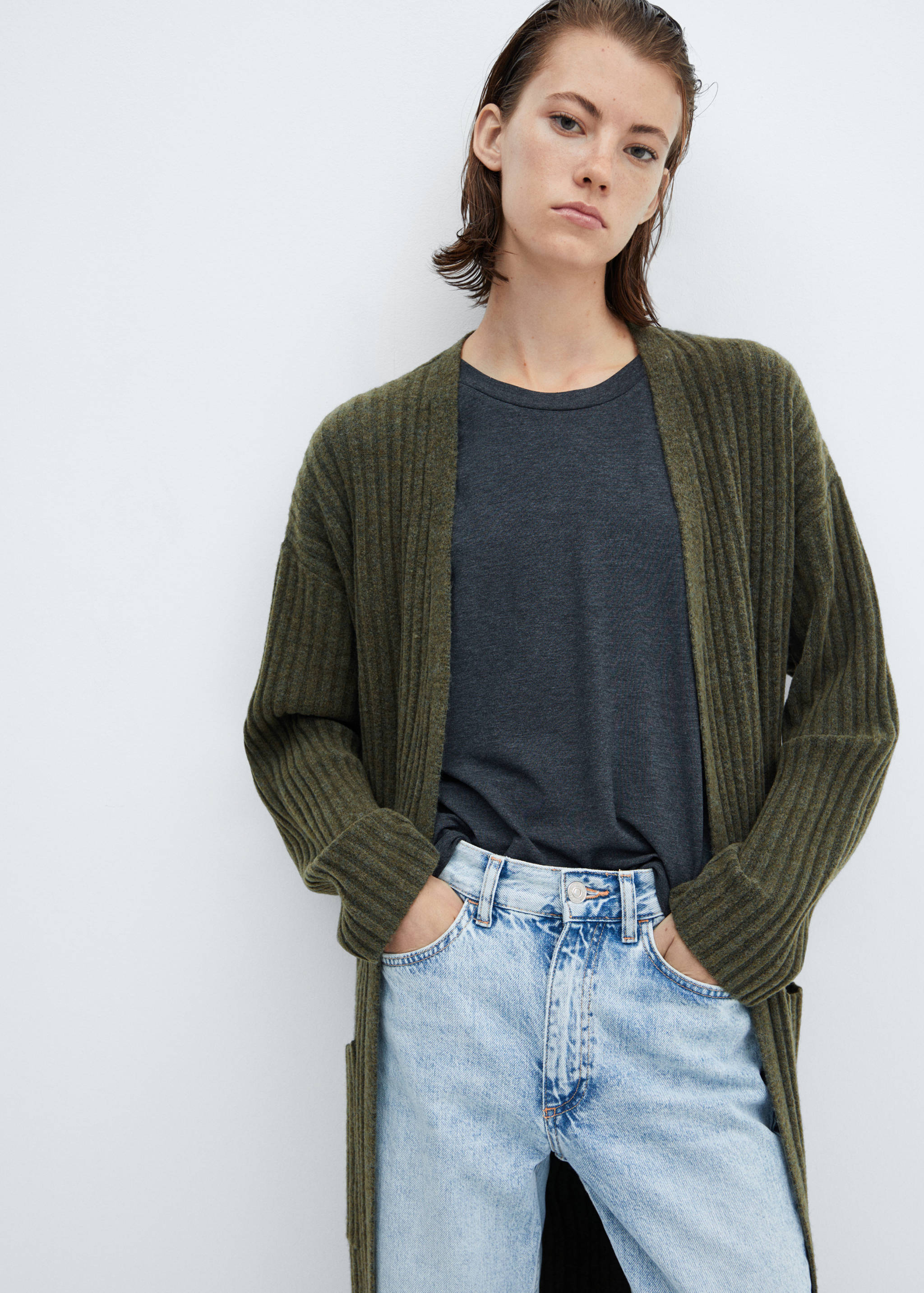 Cardigan with patch pocket - Medium plane