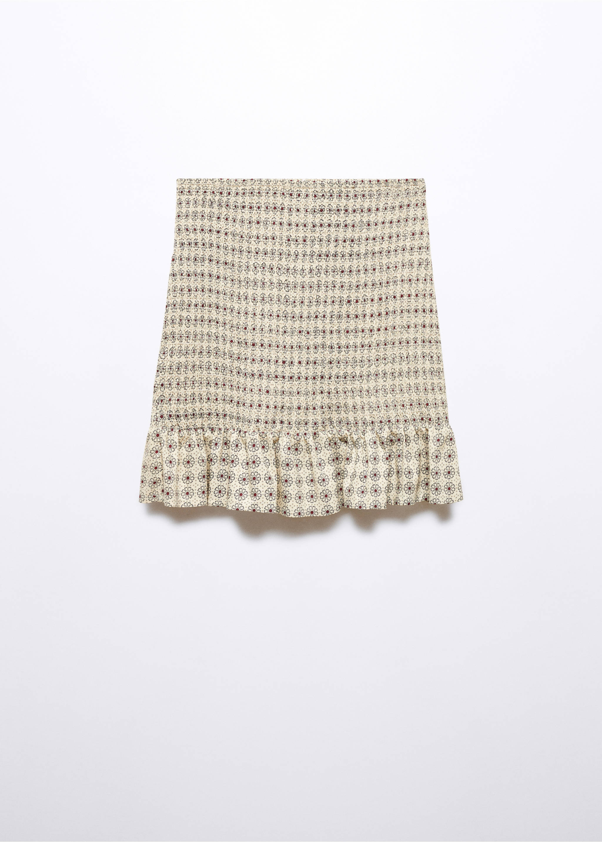 Gathered skirt with ruffle - Article without model, Beige. Ref: 57085803-00.