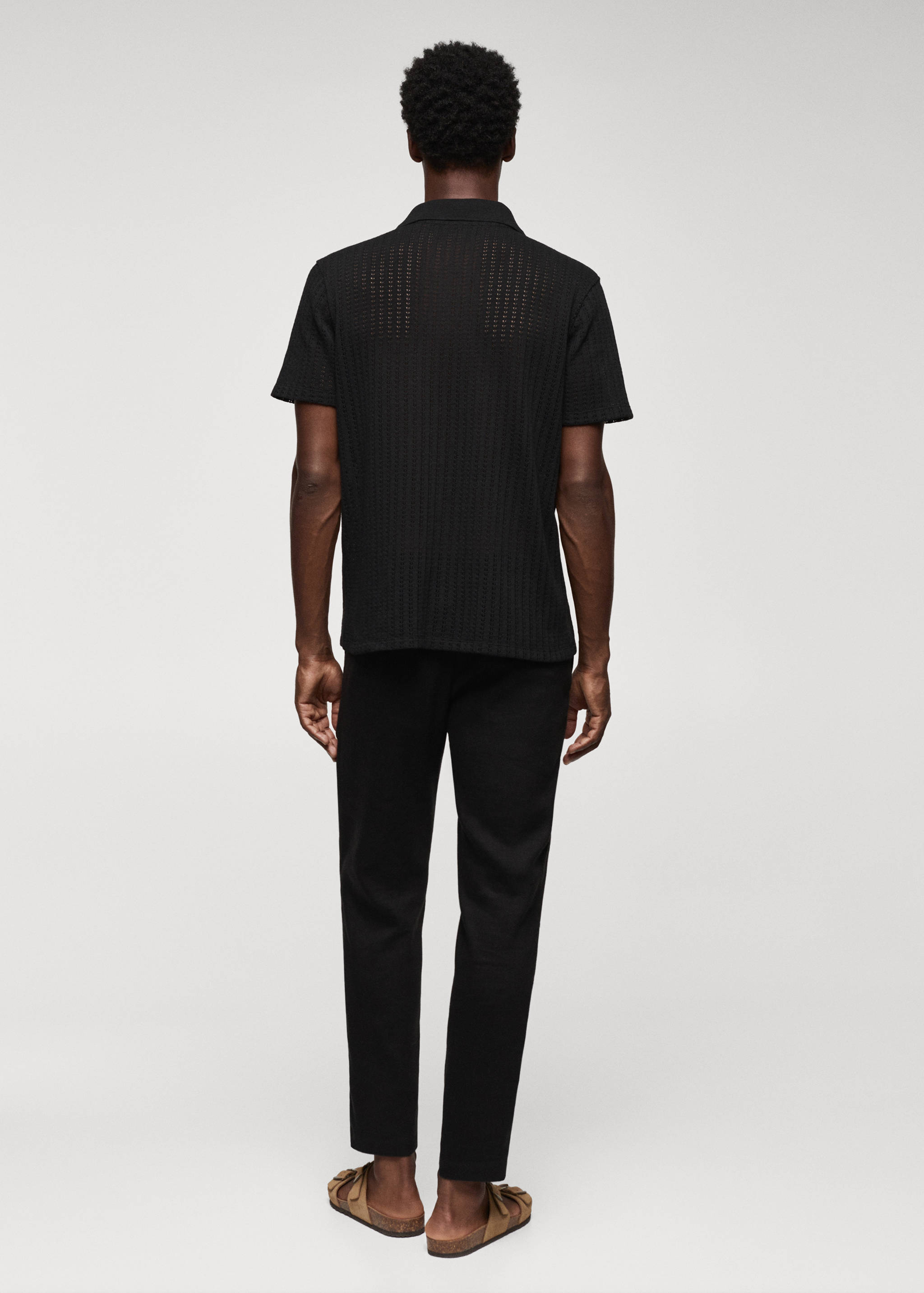 Cotton crochet polo shirt with buttons - Reverse of the article