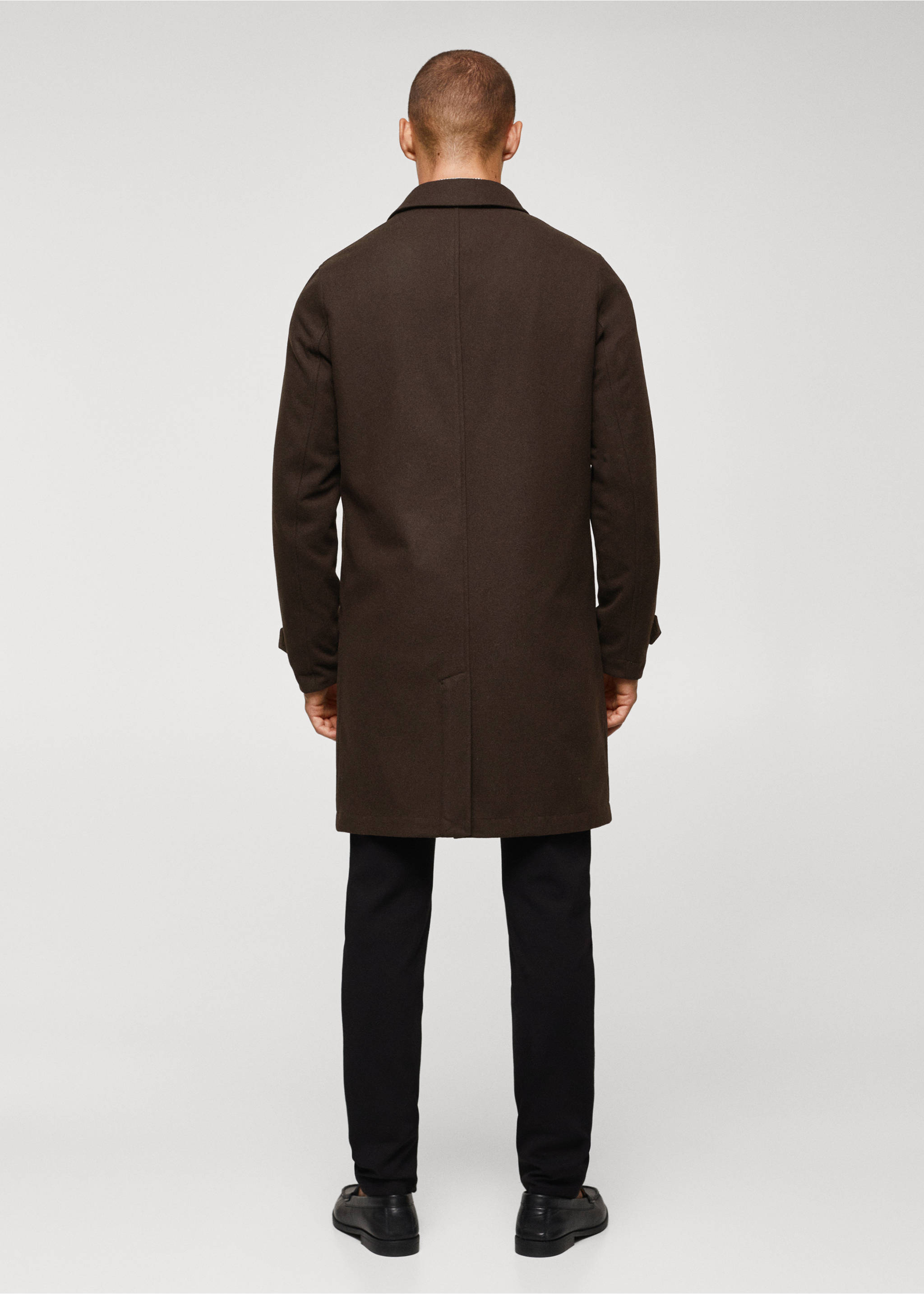 Reversible recycled wool trench coat - Reverse of the article, Brown. Ref: 57085945-00.