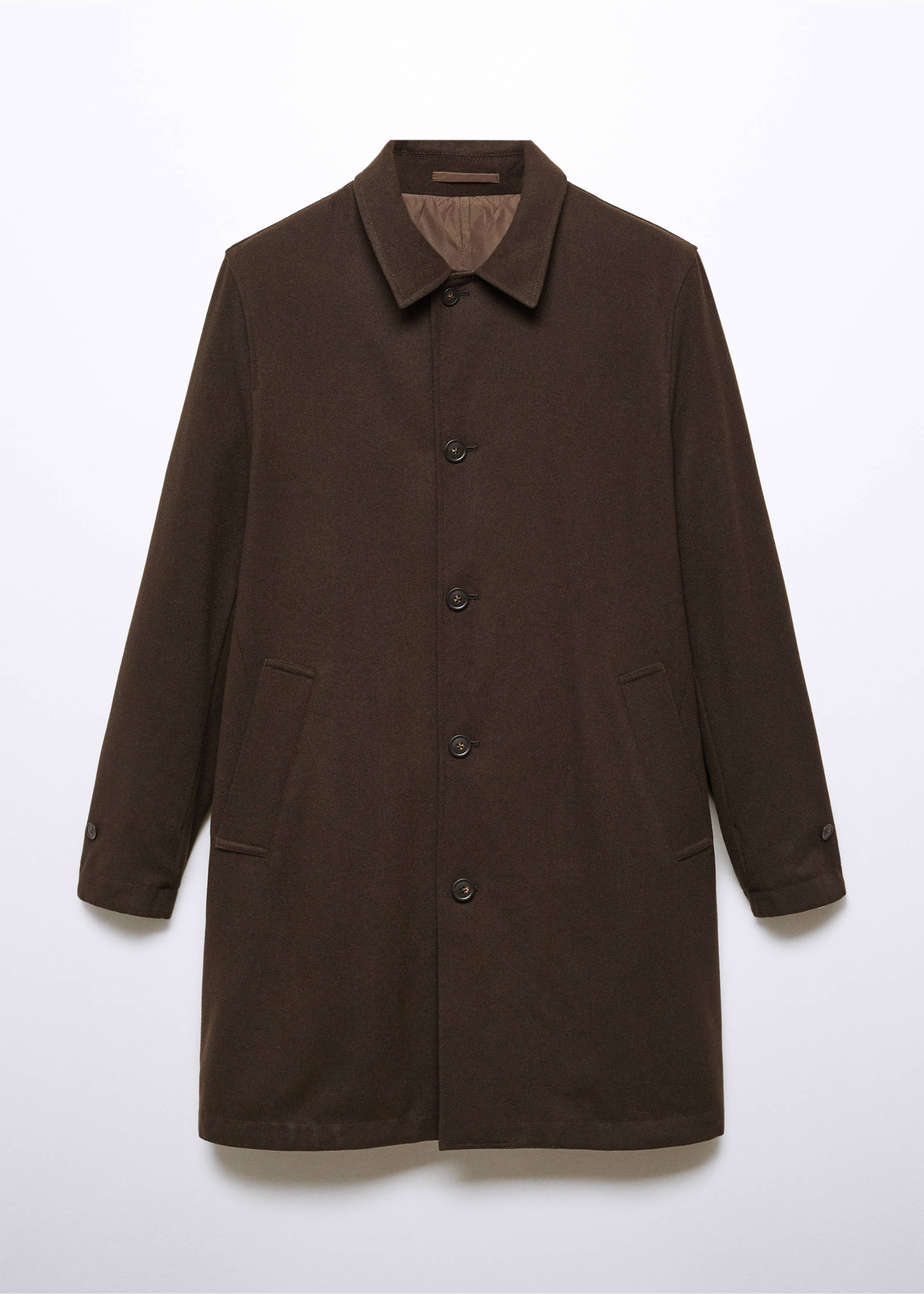 Reversible recycled wool trench coat - Details of the article 8, Brown. Ref: 57085945-00.