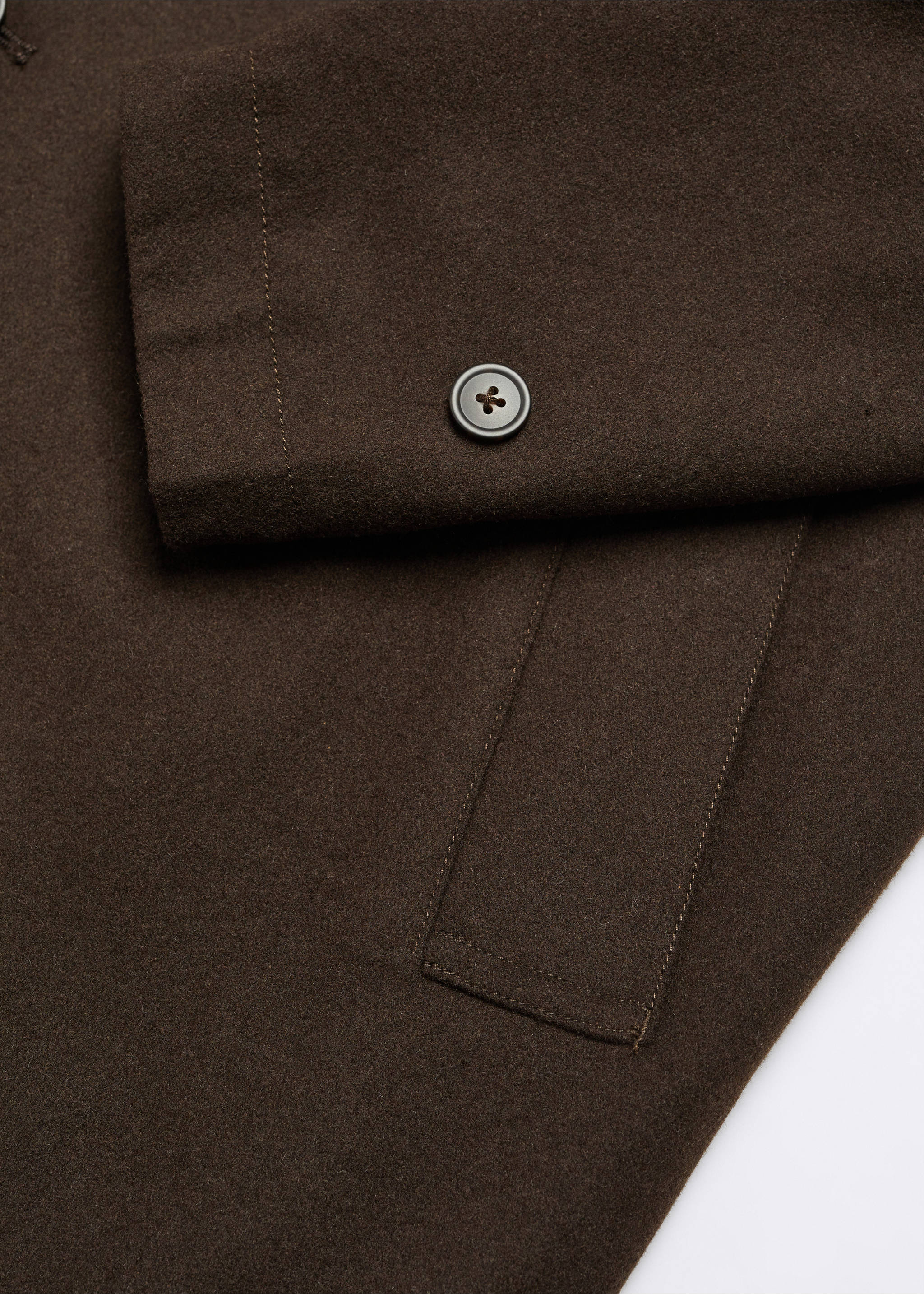 Reversible recycled wool trench coat - Details of the article 0, Brown. Ref: 57085945-00.