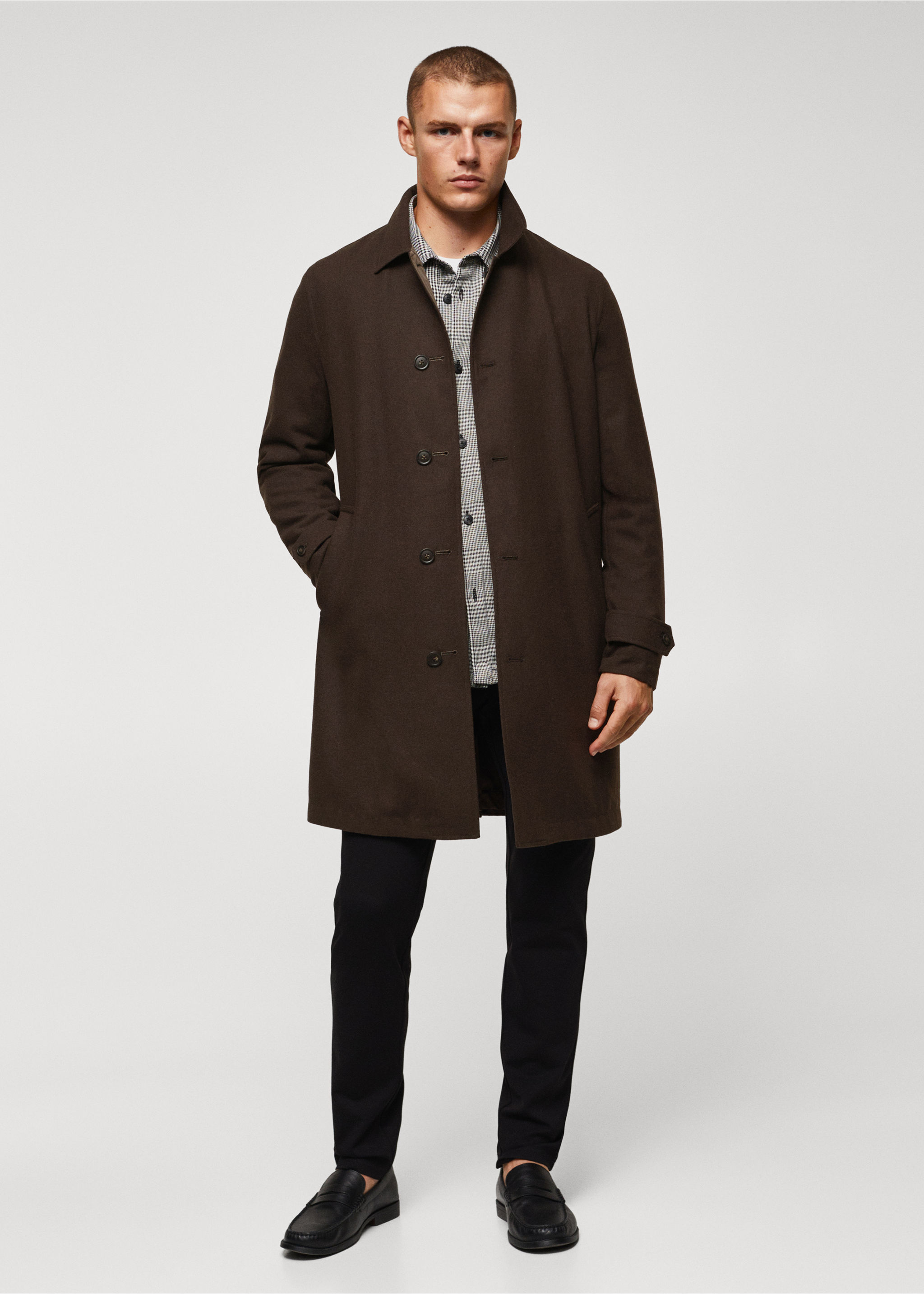 Reversible recycled wool trench coat - General plane