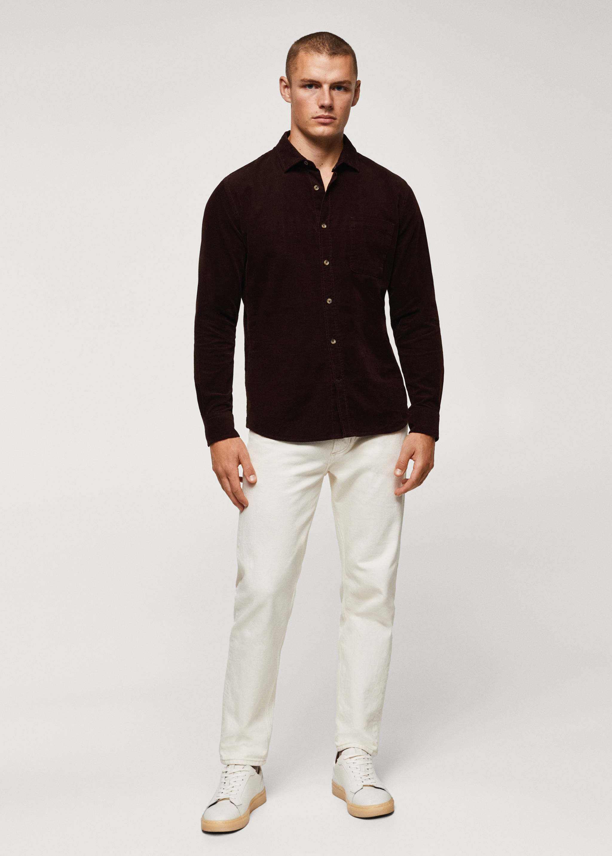 Regular fit micro corduroy shirt - General plane