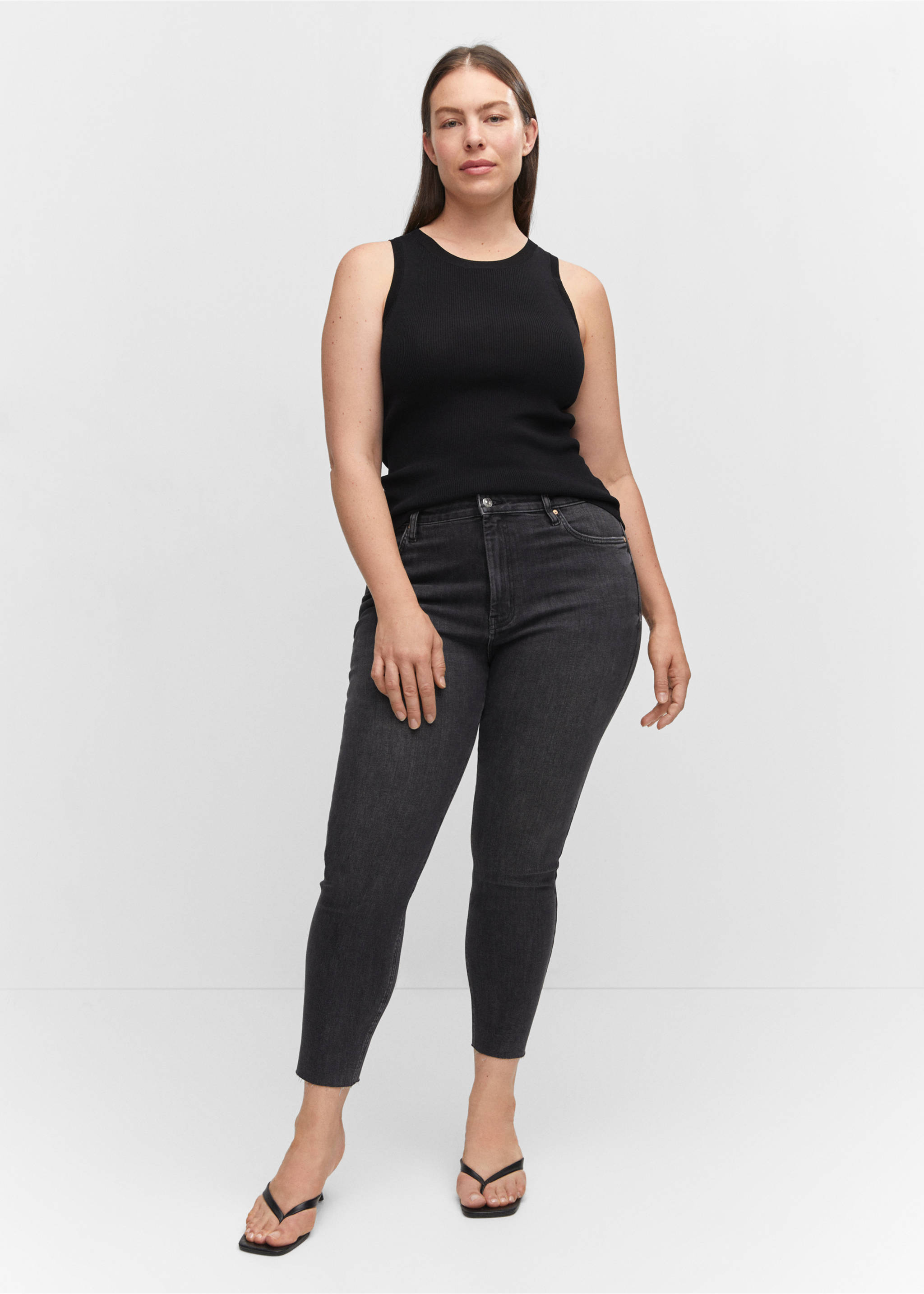 Jeans skinny cropped - Artikkeldetalj 3, Grå. Ref: 57085957-00.