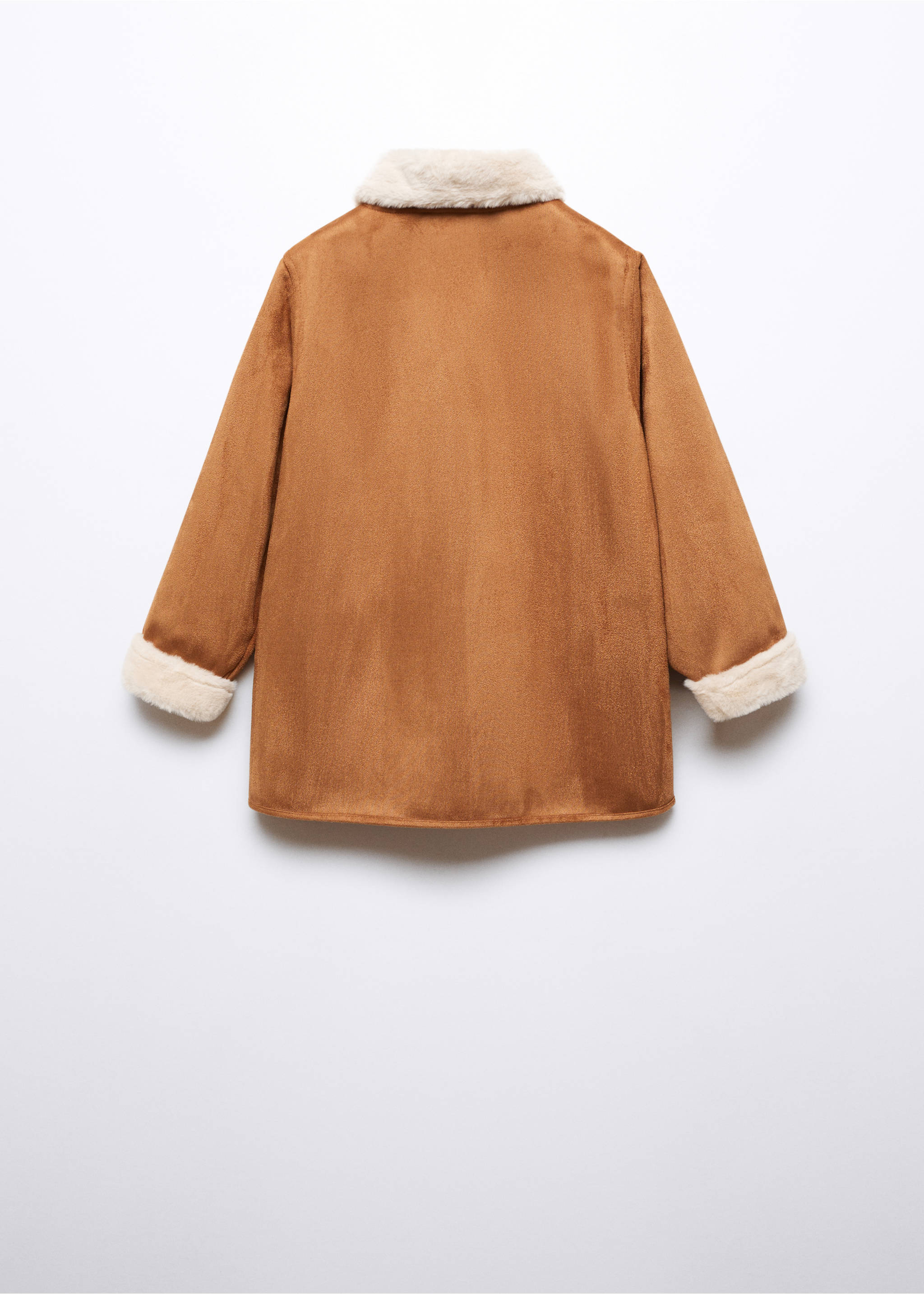 Coat with shearling-effect lining - Reverse of the article, Medium Brown. Ref: 57085962-00.