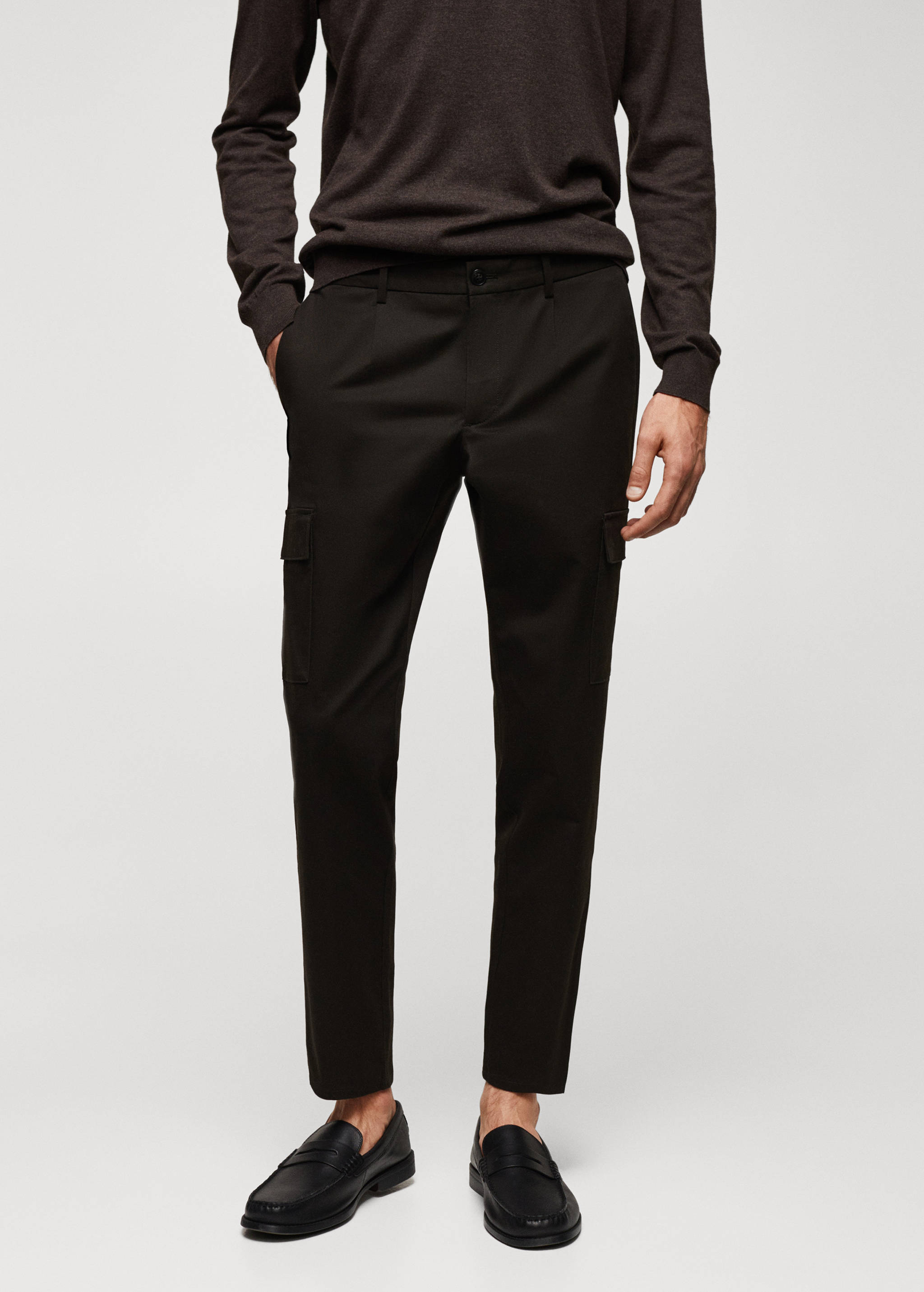 Slim-fit cotton cargo trousers - Medium plane