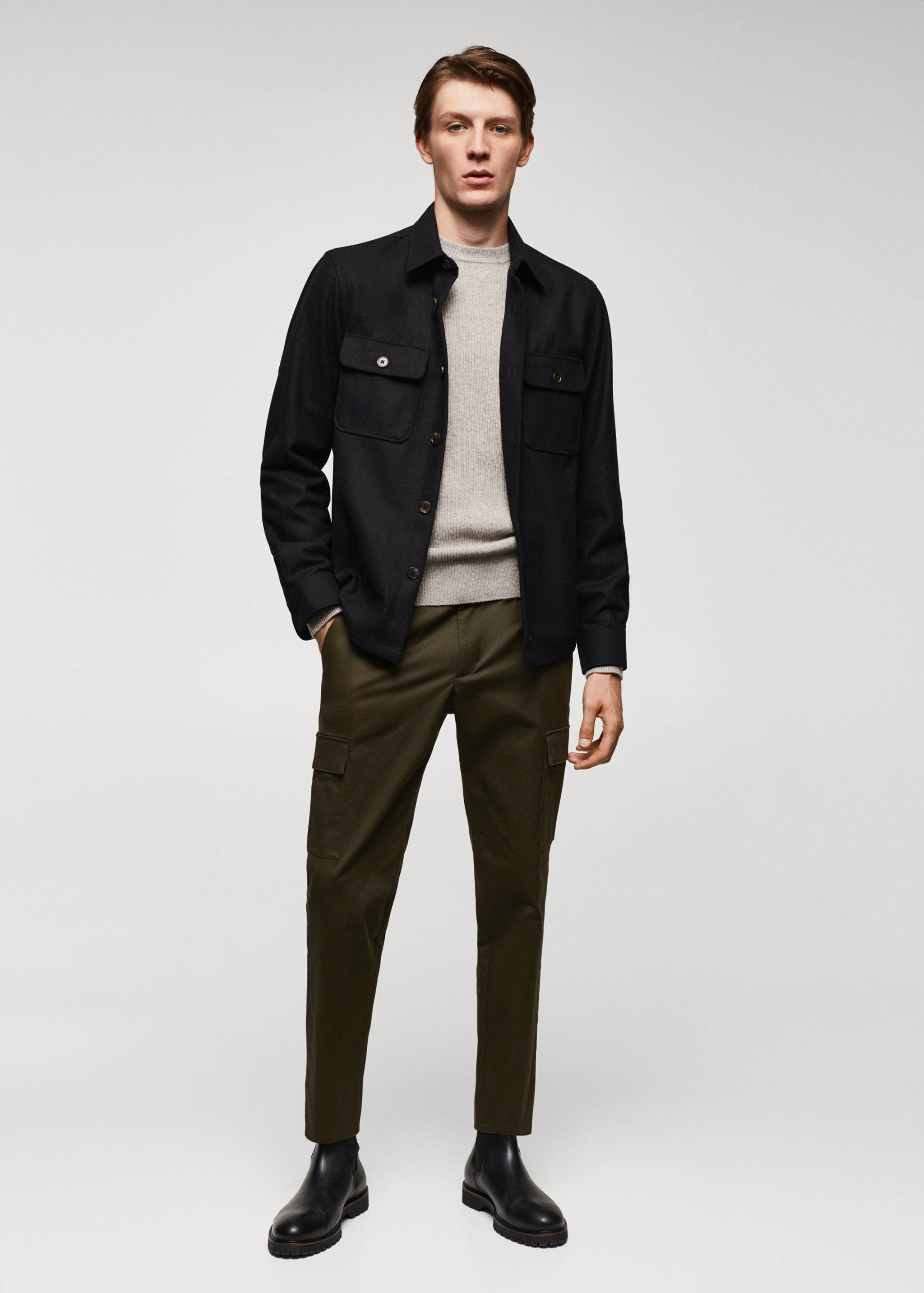 Calças cargo de algodão slim fit - Plano geral