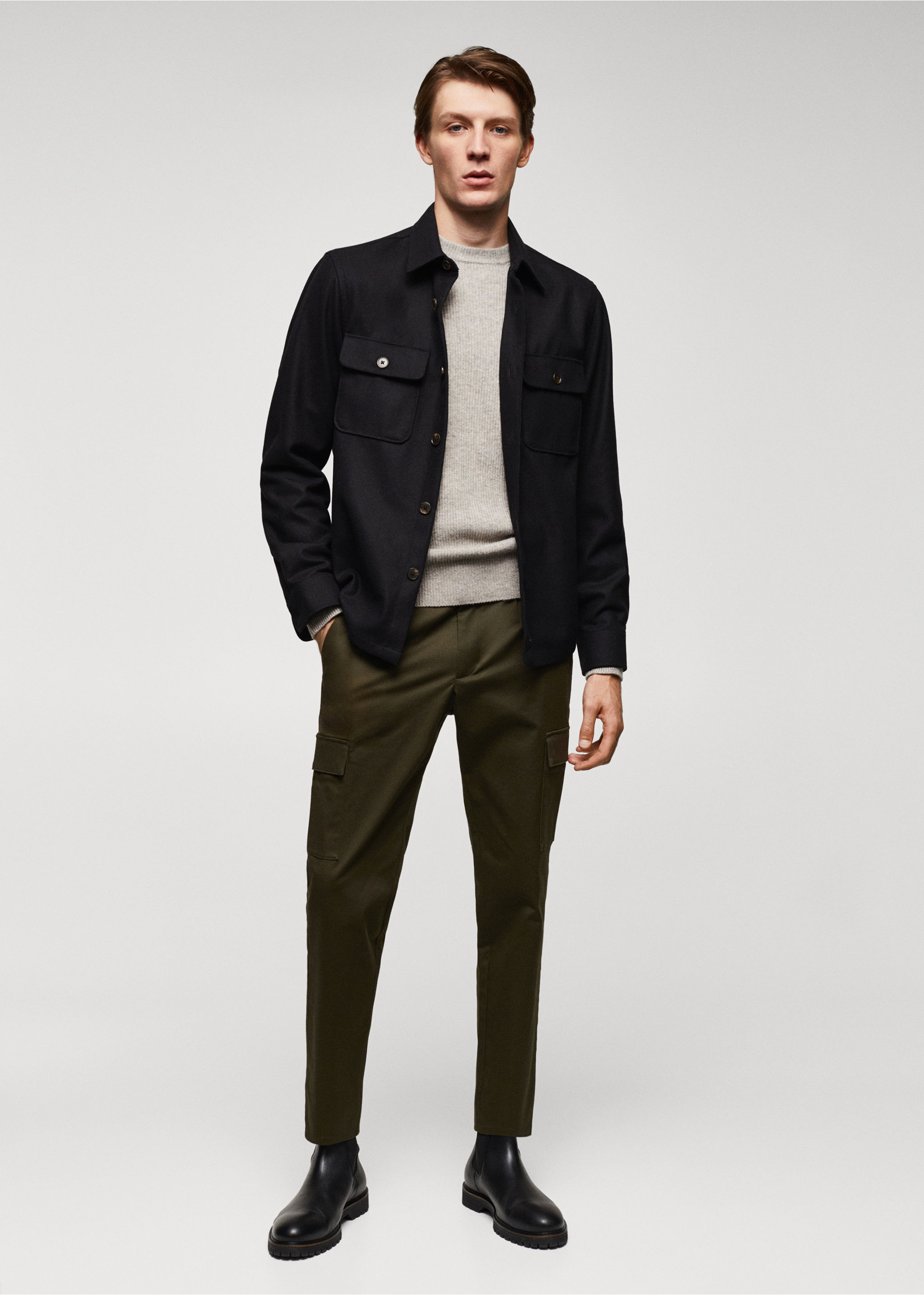 Slim-fit cotton cargo trousers - General plane