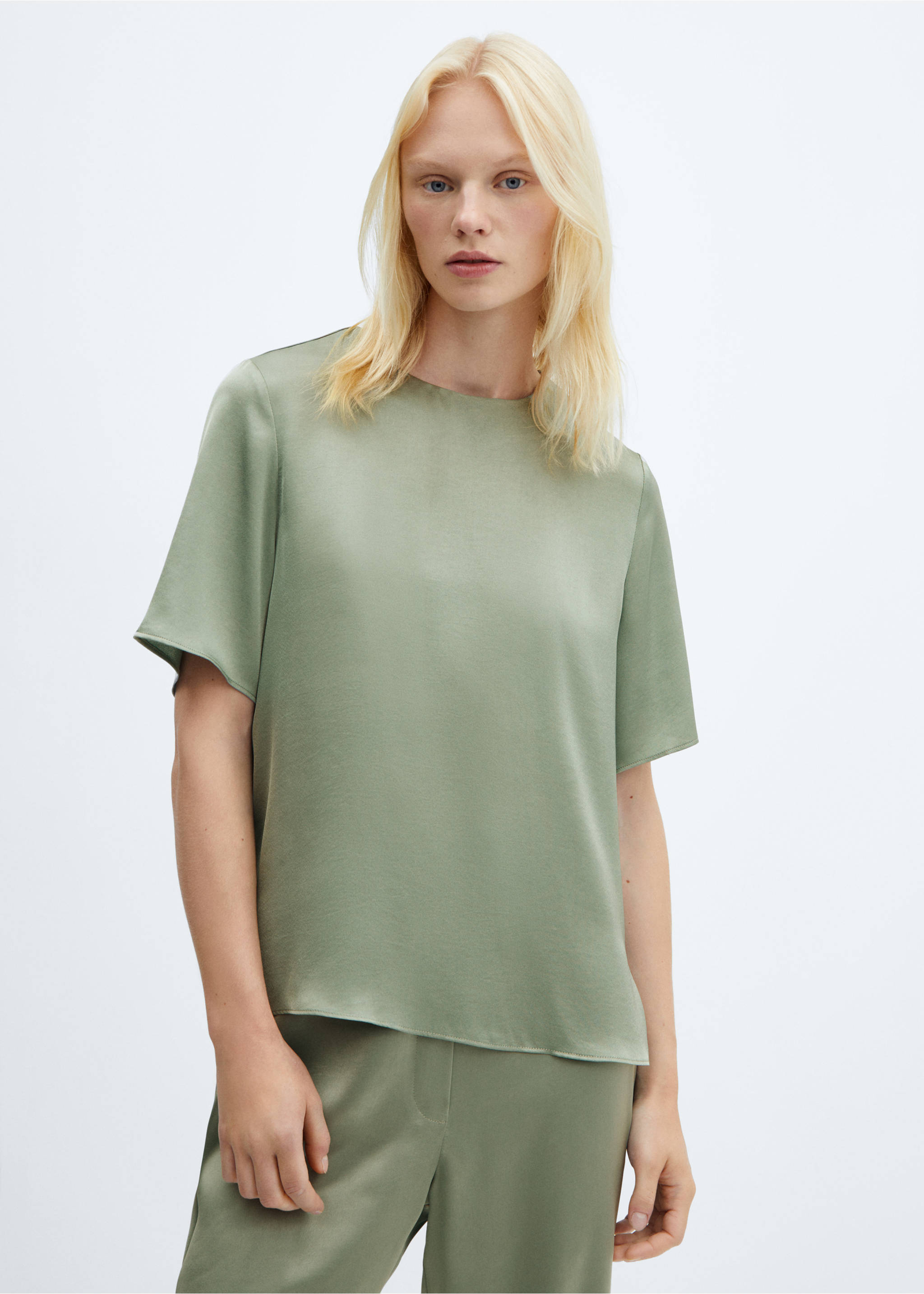 Satin blouse - Medium plane, Pastel Green. Ref: 57085976-00.