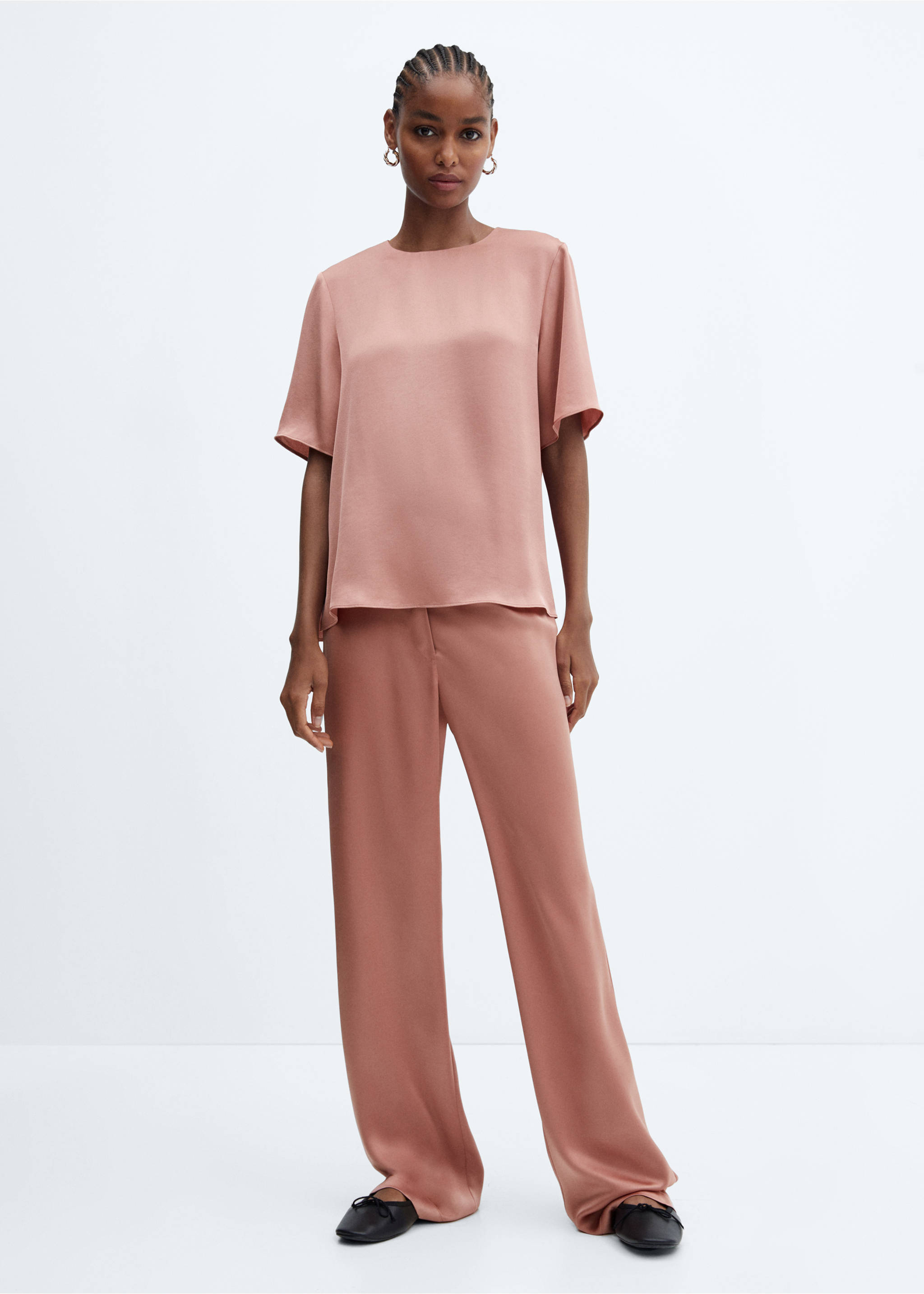 Satin blouse - General plane, Pastel Pink. Ref: 57085976-00.