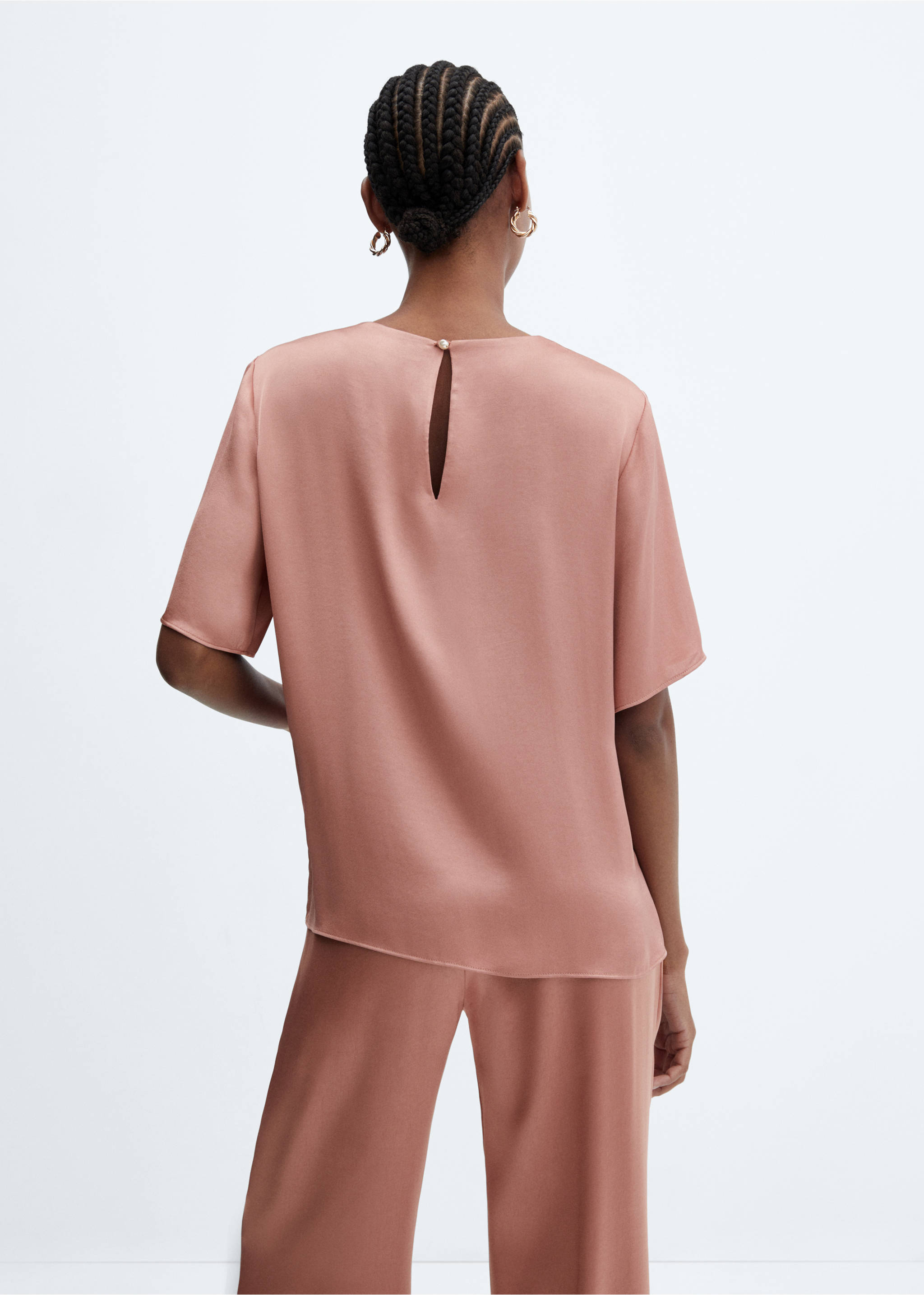 Satin blouse - Reverse of the article, Pastel Pink. Ref: 57085976-00.