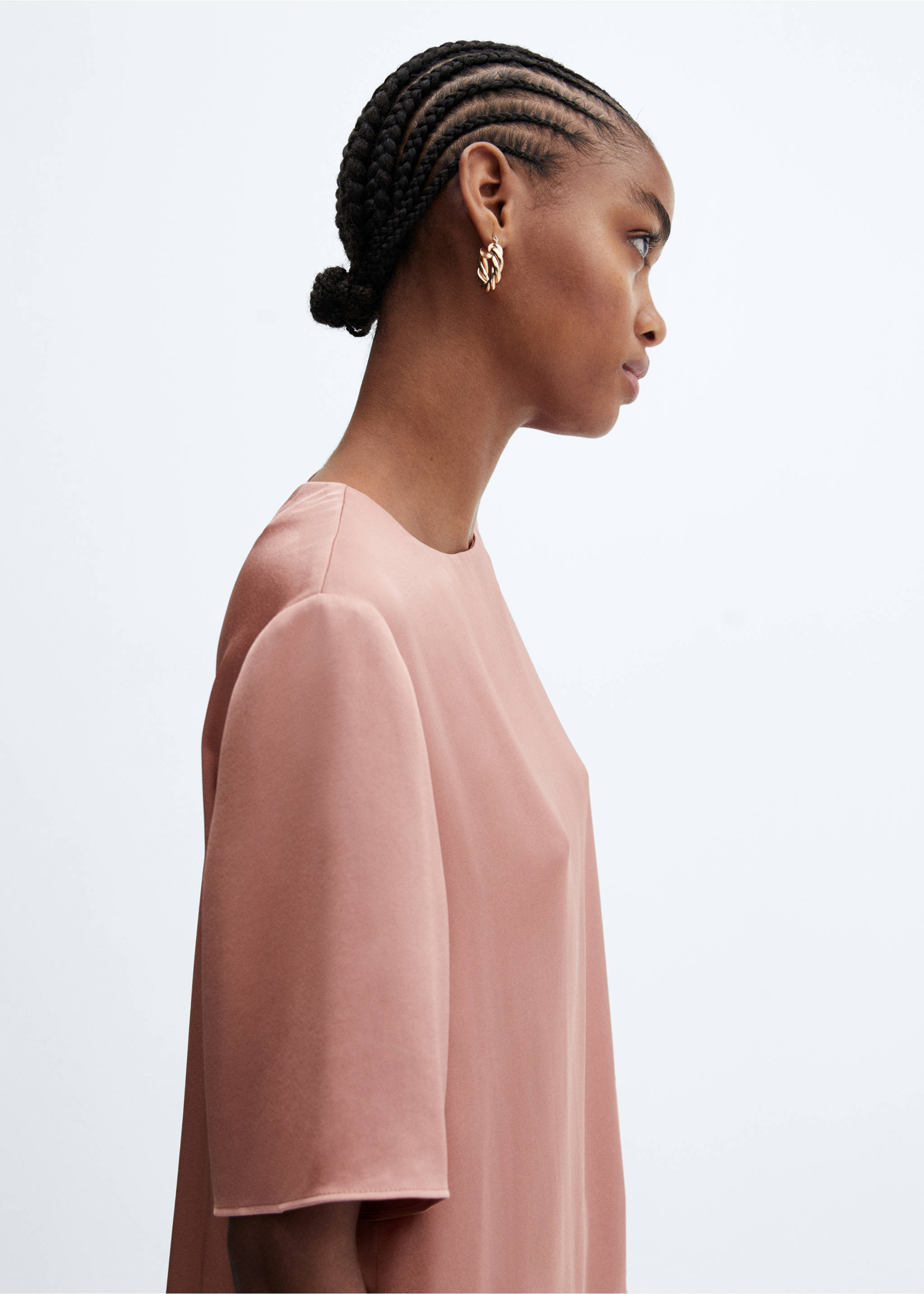 Satin blouse - Details of the article 1, Pastel Pink. Ref: 57085976-00.