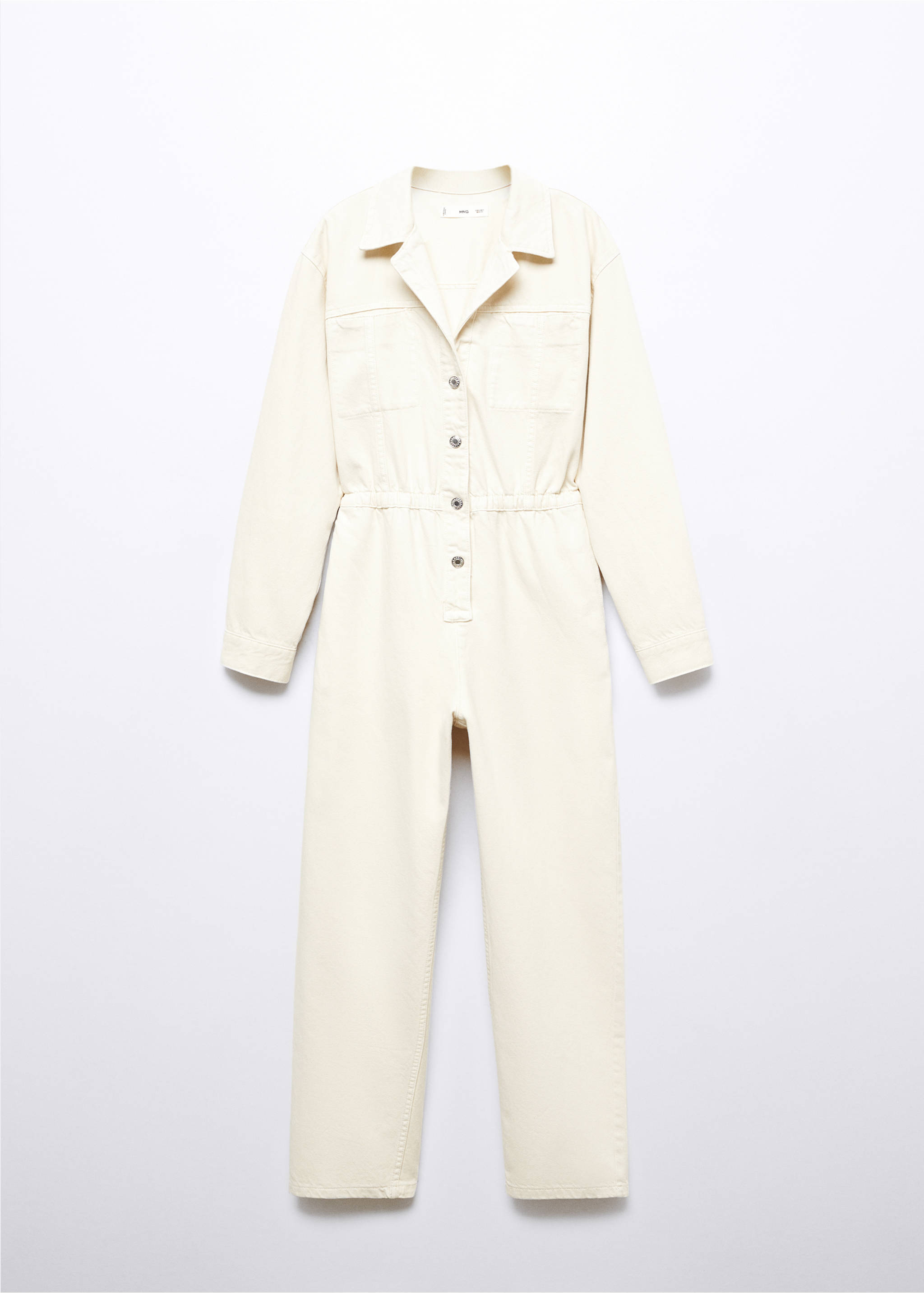 Long denim jumpsuit - Article without model, Ecru. Ref: 57085993-00.