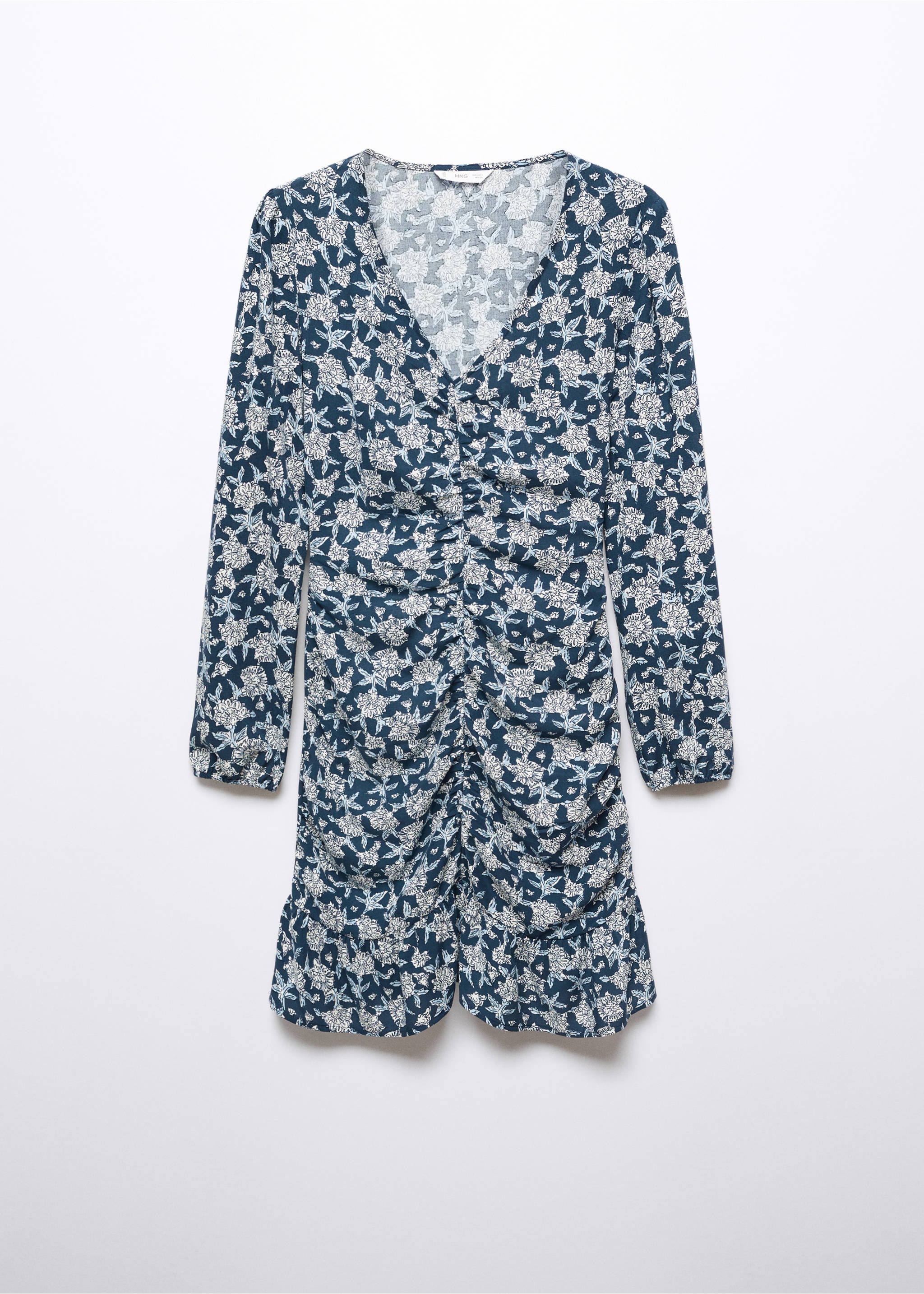 Ruched detail flower dress - Article without model, Dark Navy. Ref: 57085999-00.