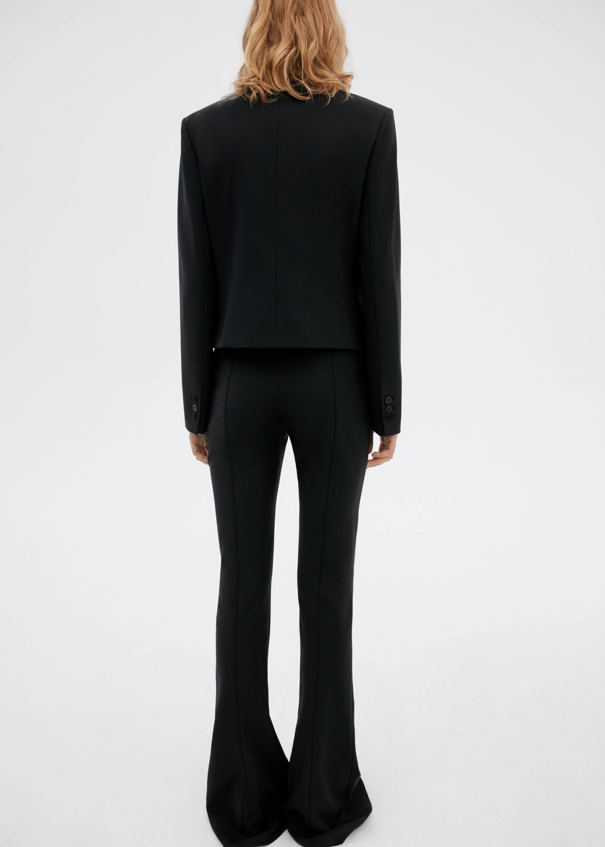 Flared wool trousers - Reverse of the article, Black. Ref: 57086011-00.