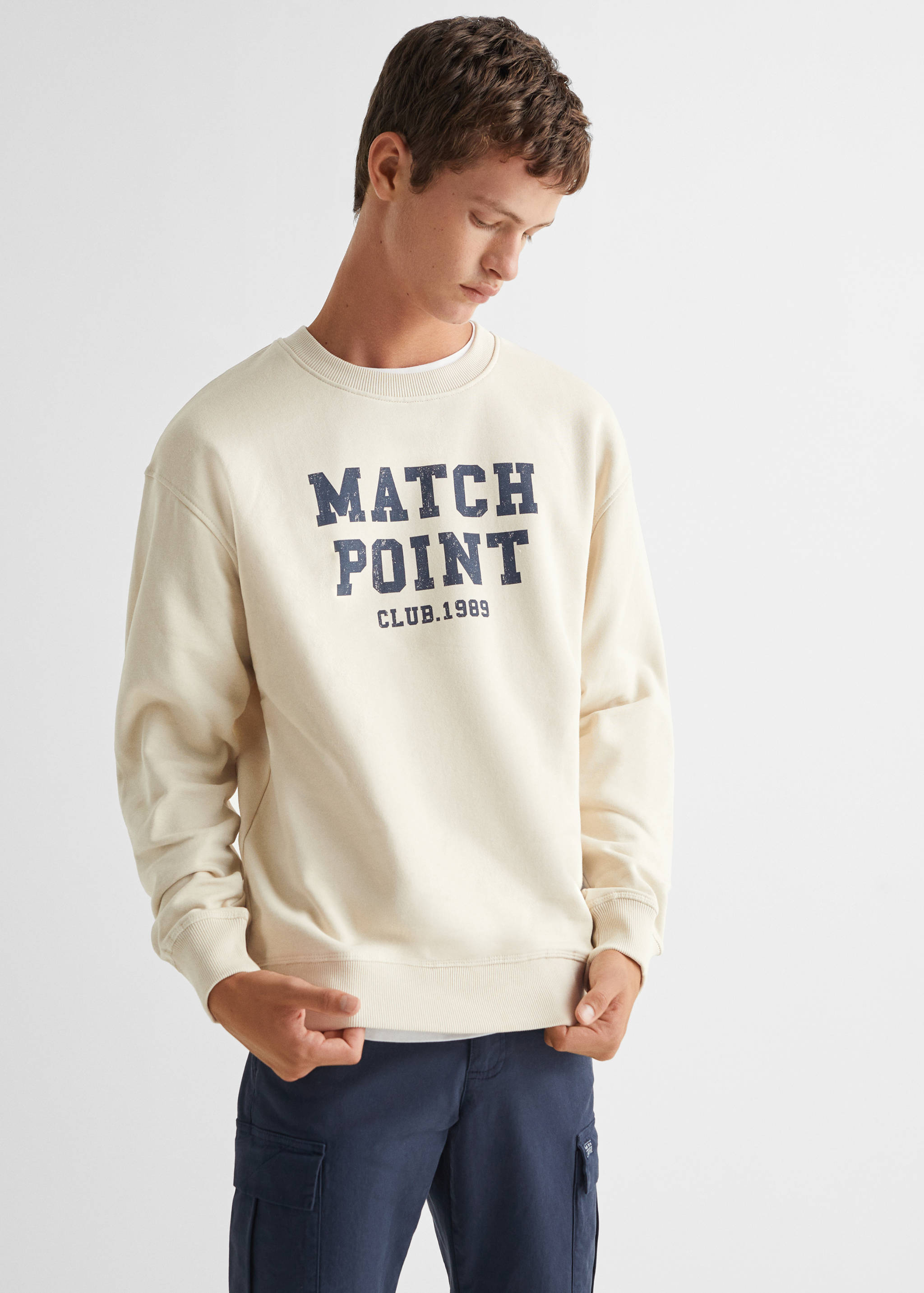 Baumwoll-Sweatshirt mit Aufschrift - Mittlere Ansicht