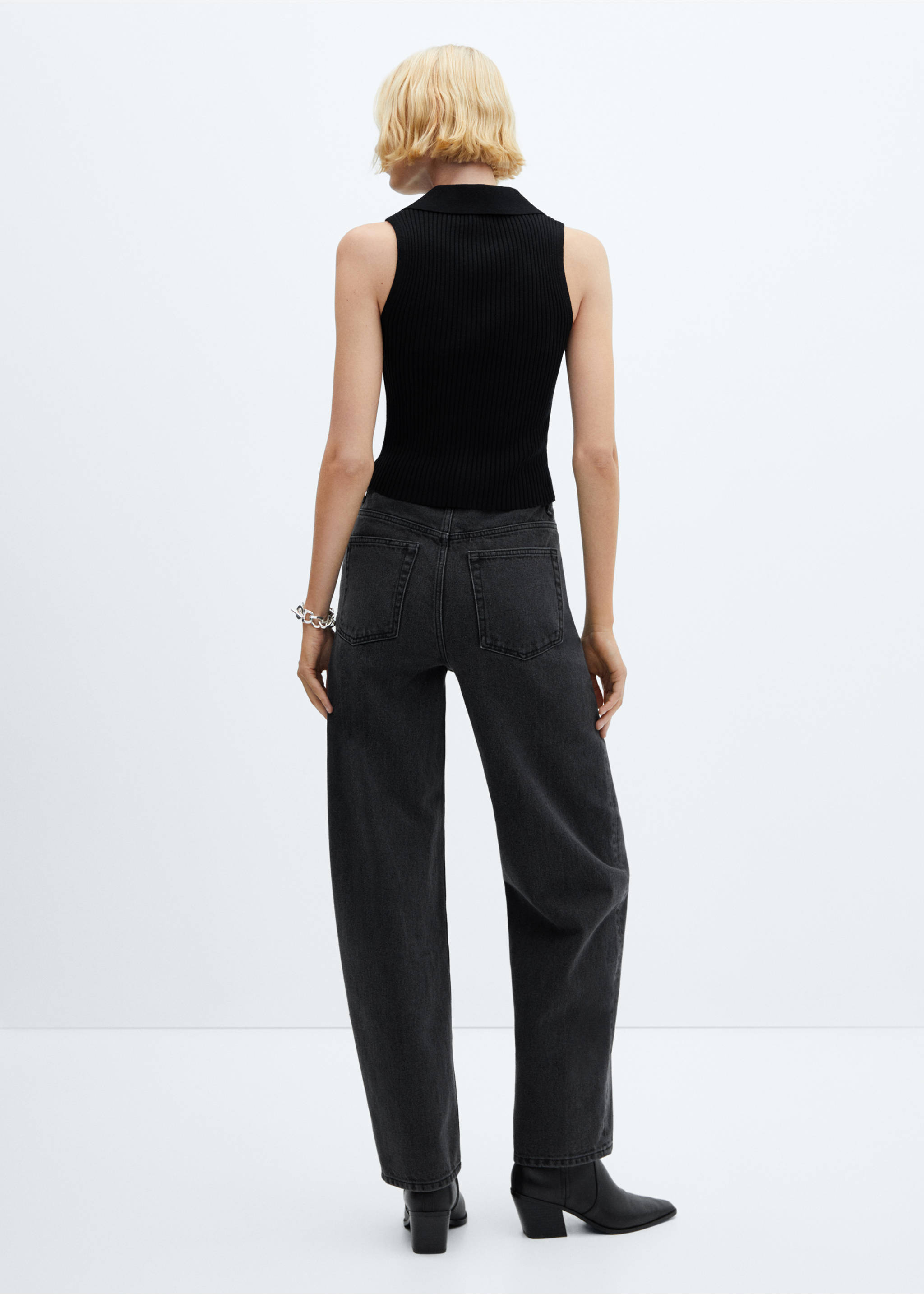 High-waist balloon jeans - Reverse of the article, Black denim. Ref: 57086019-00.