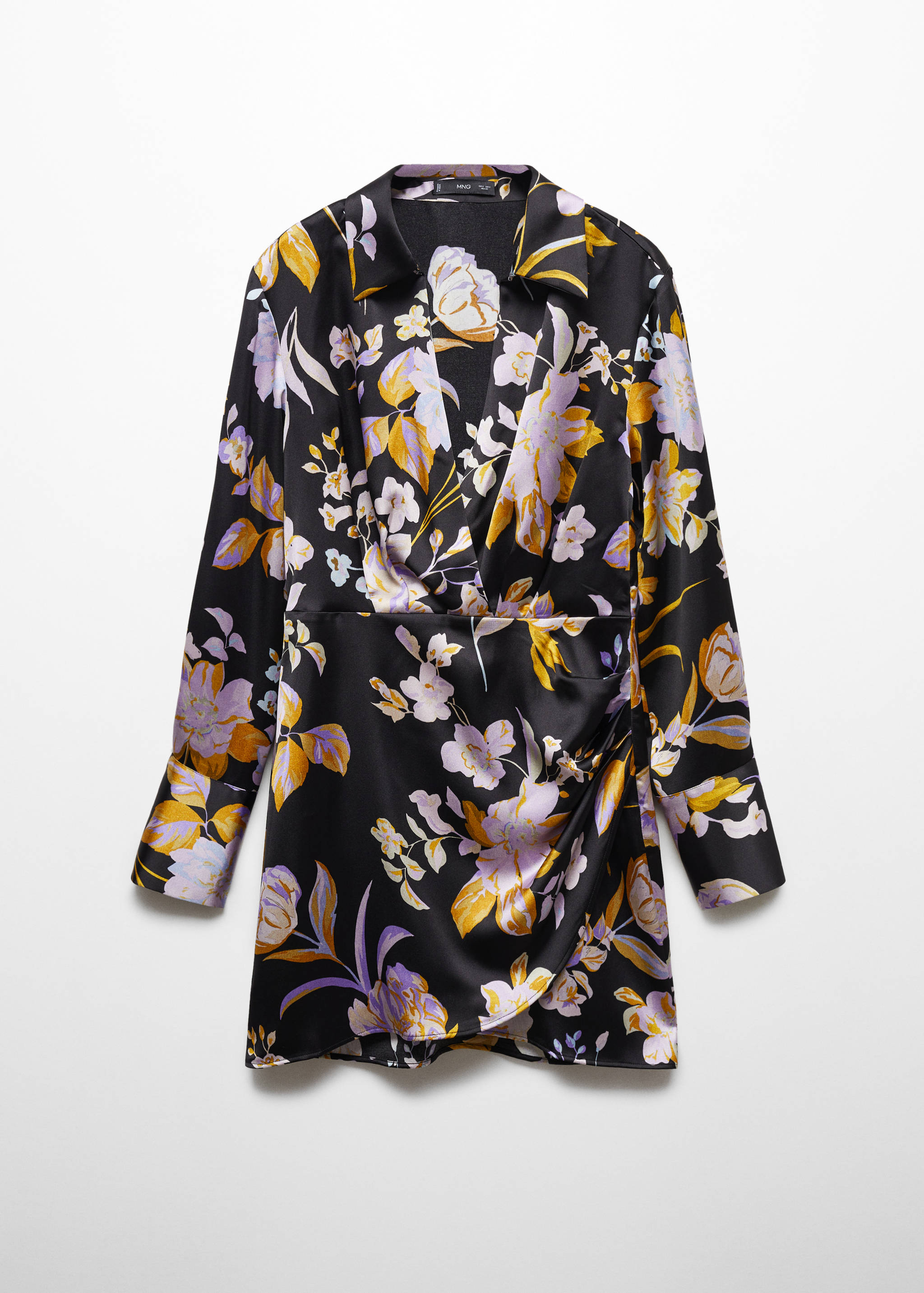 Satiniertes Kleid mit Blumenmuster - Artikel ohne Model