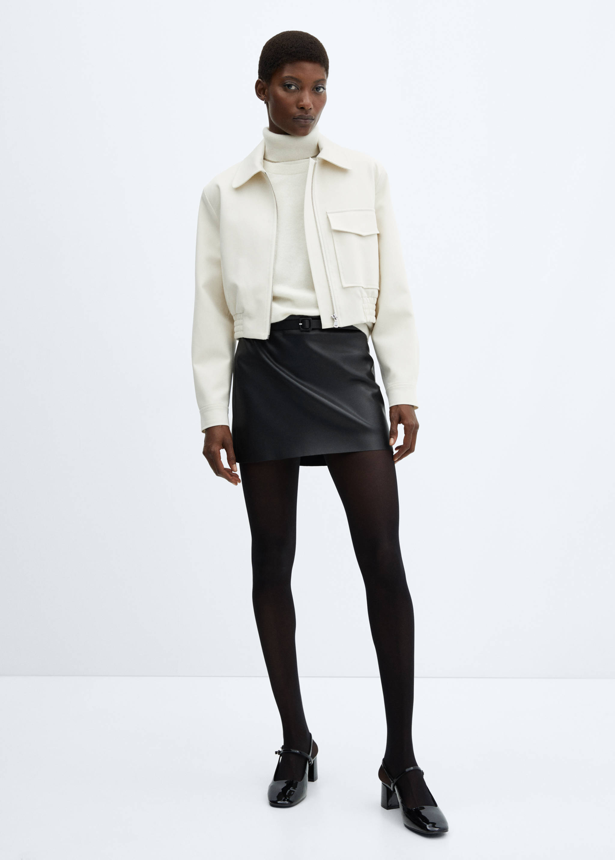 Faux-leather mini-skirt with belt - General plane