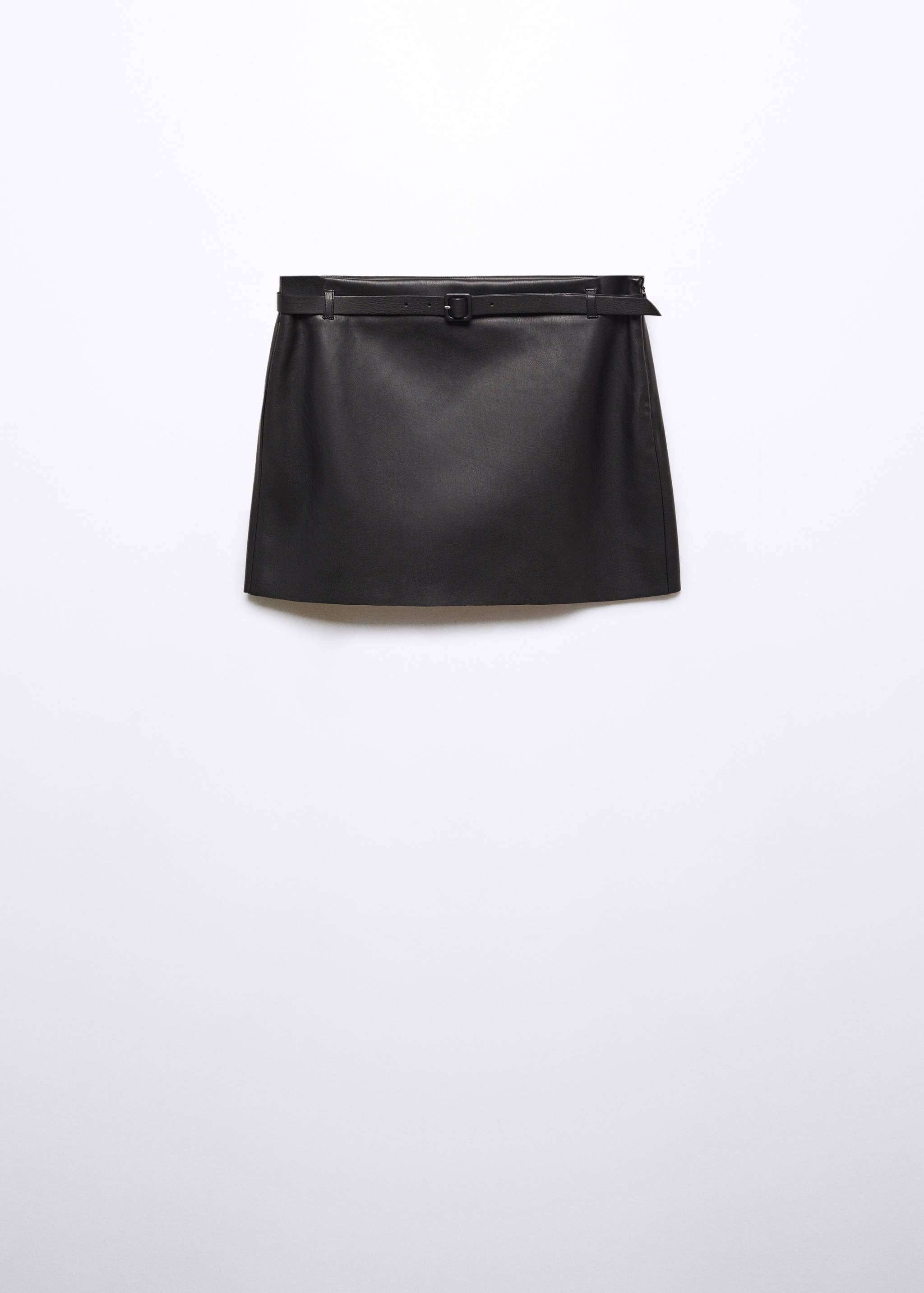Faux-leather mini-skirt with belt - Article without model