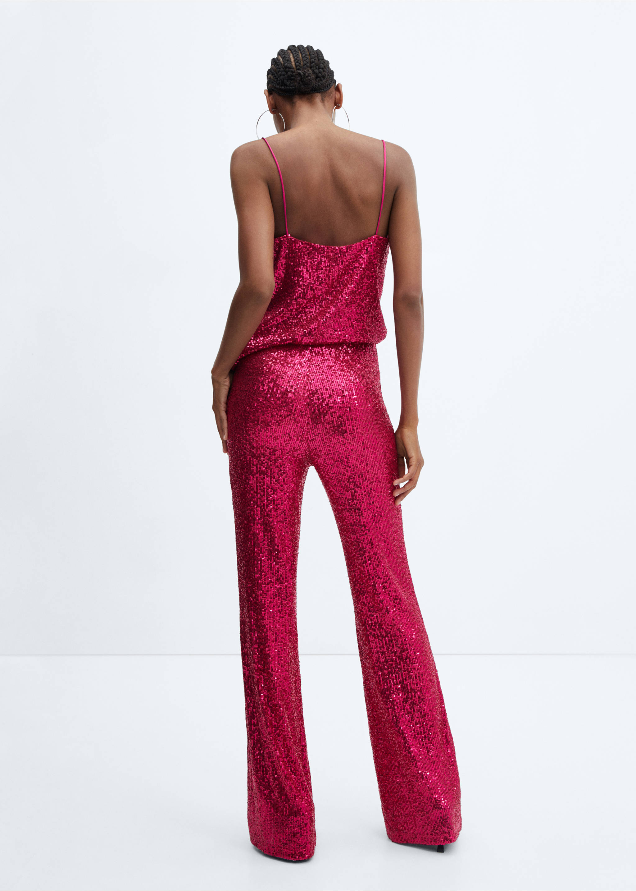 Sequin flared trousers - Reverse of the article, Pink. Ref: 57086713-00.