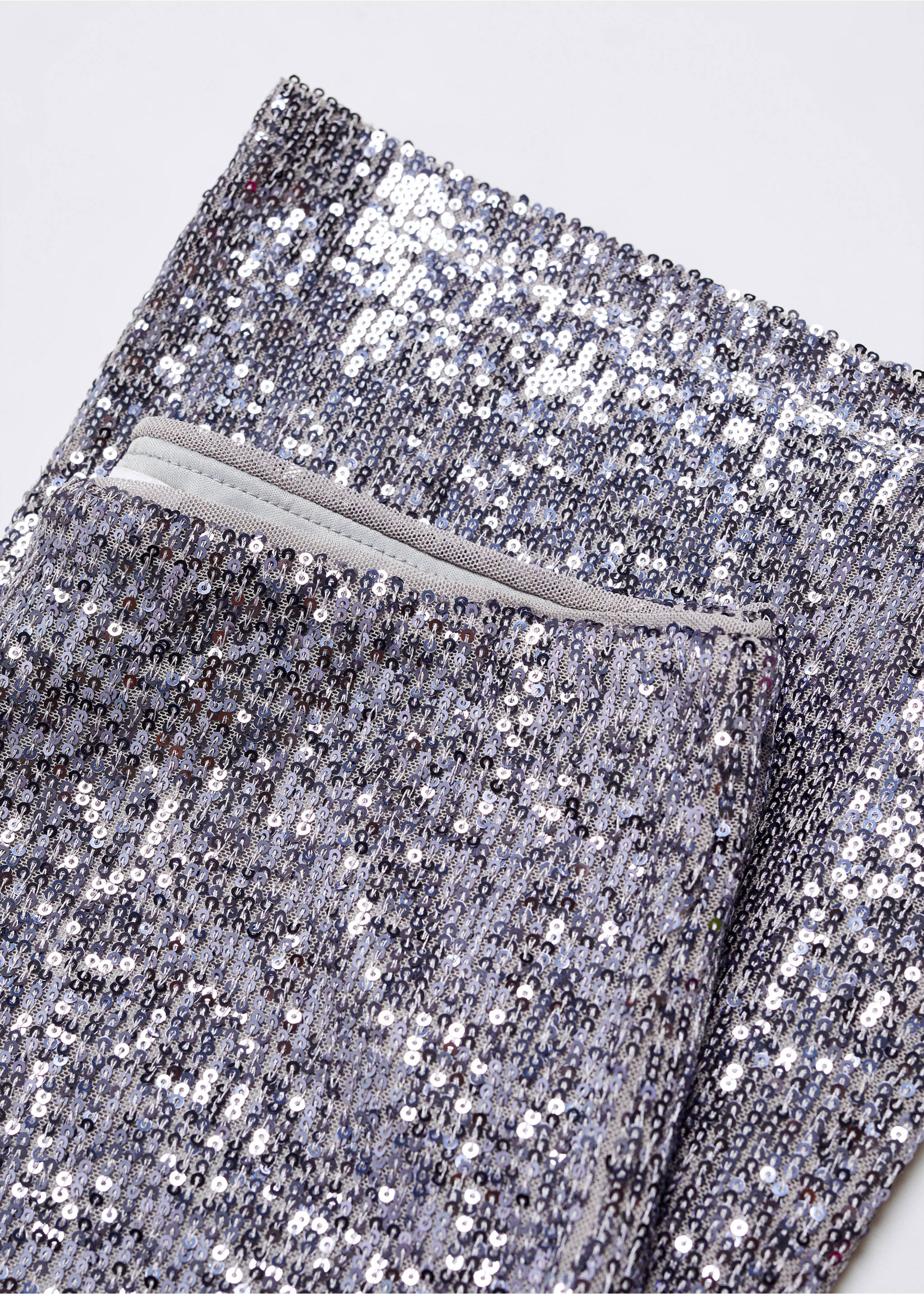 Sequin flared trousers - Details of the article 8, Grey. Ref: 57086713-00.