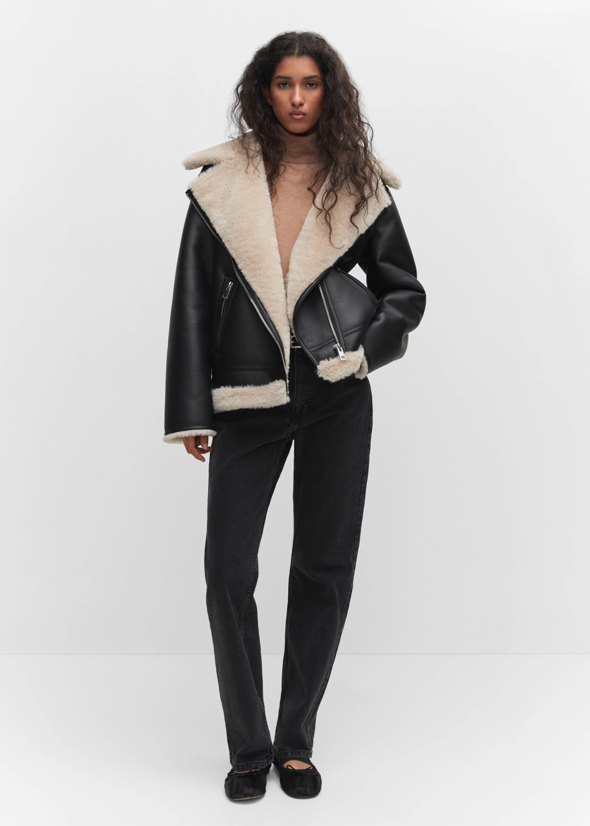 Double-faced faux-leather jacket - General plane