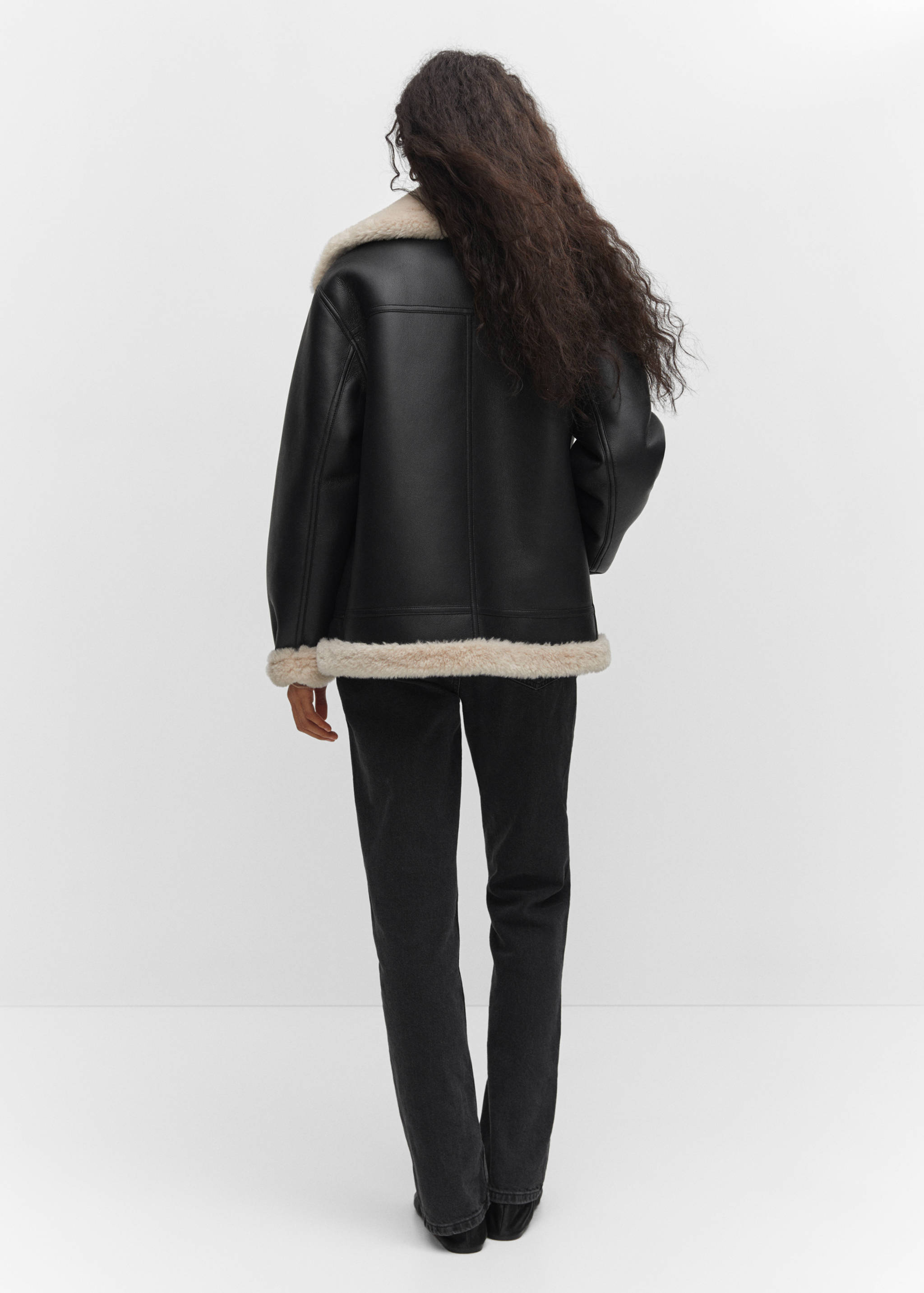 Double-faced faux-leather jacket - Reverse of the article