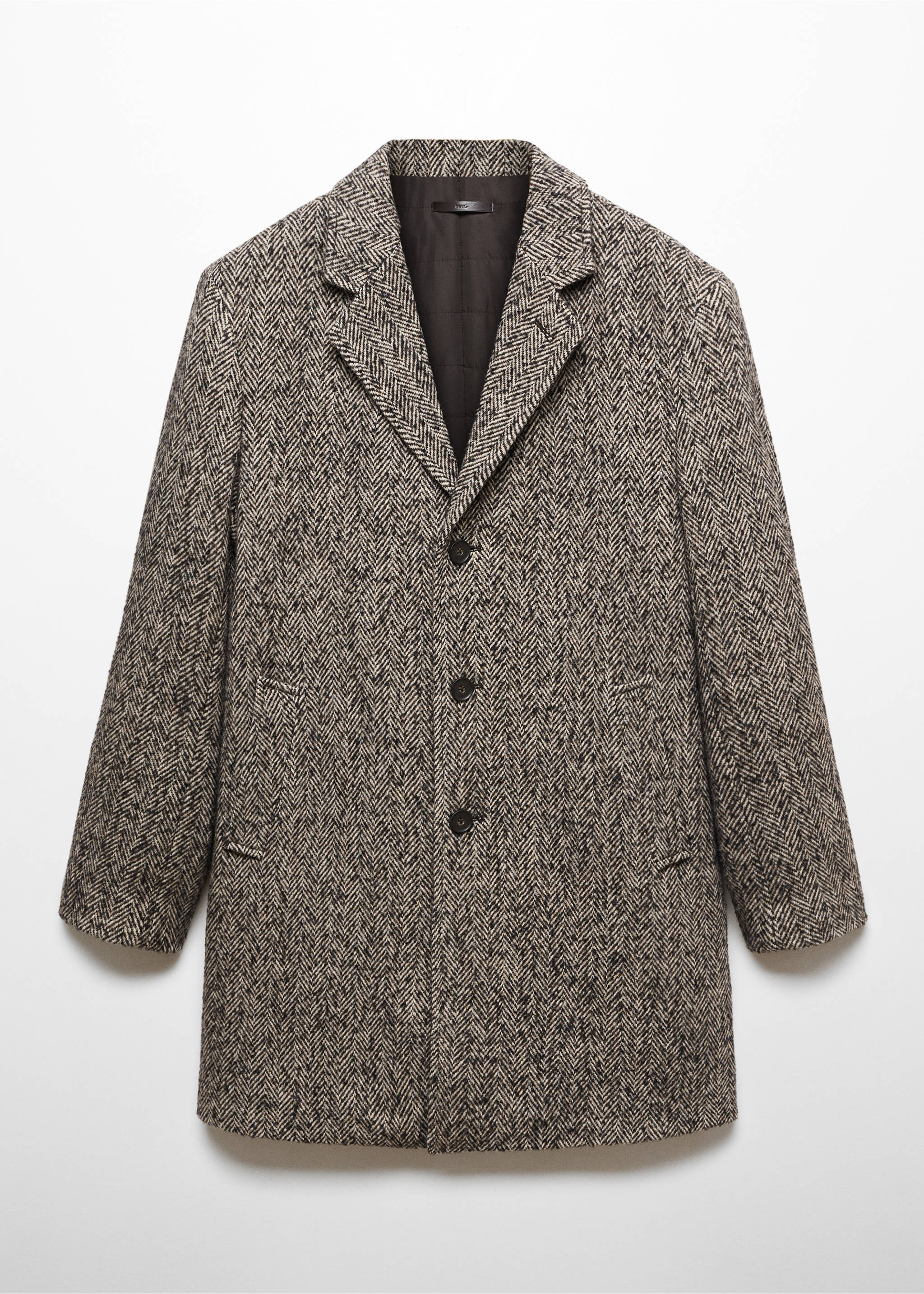 Recycled wool herringbone coat - Article without model, Brown. Ref: 57087703-00.