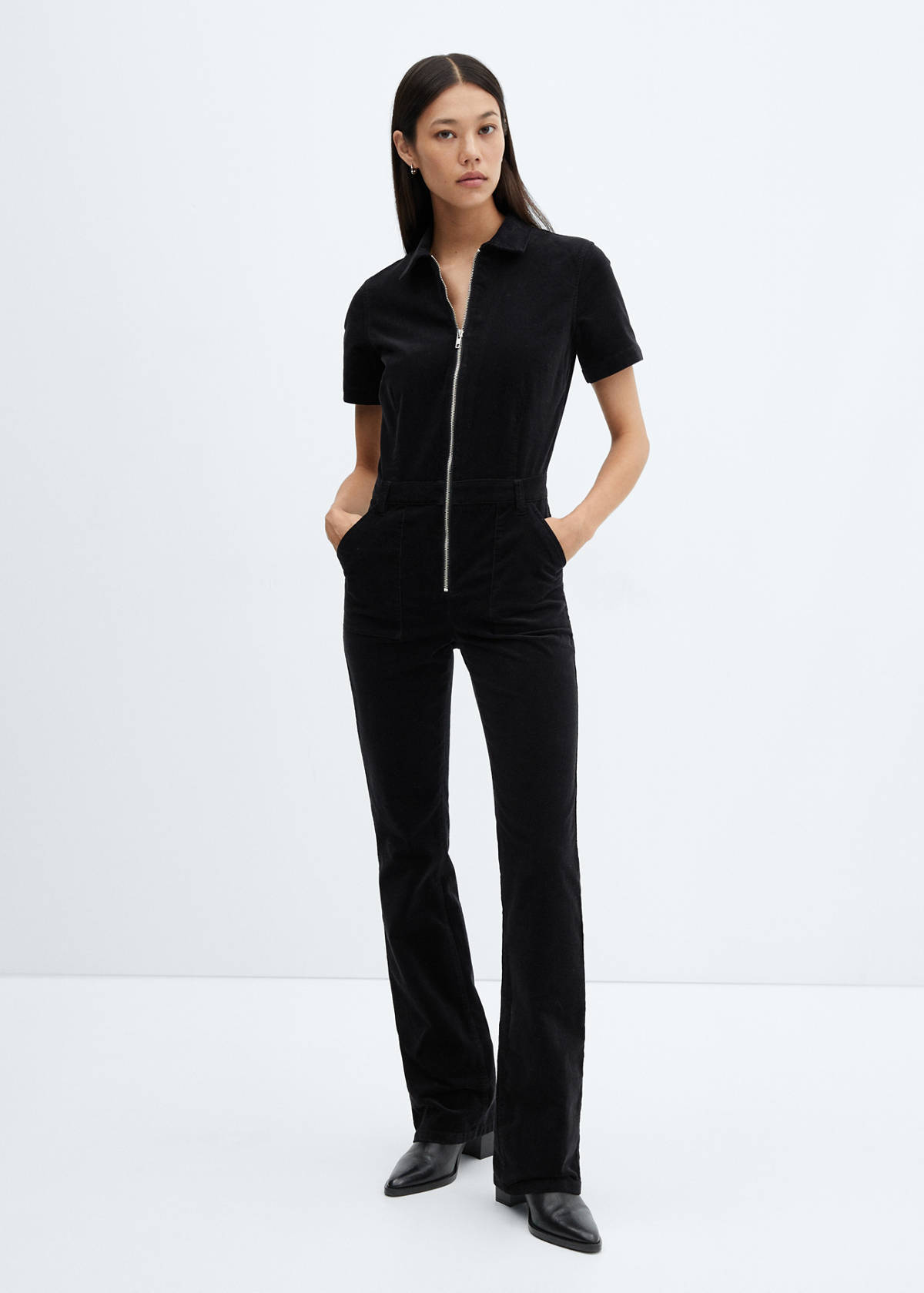 Corduroy jumpsuit with zip