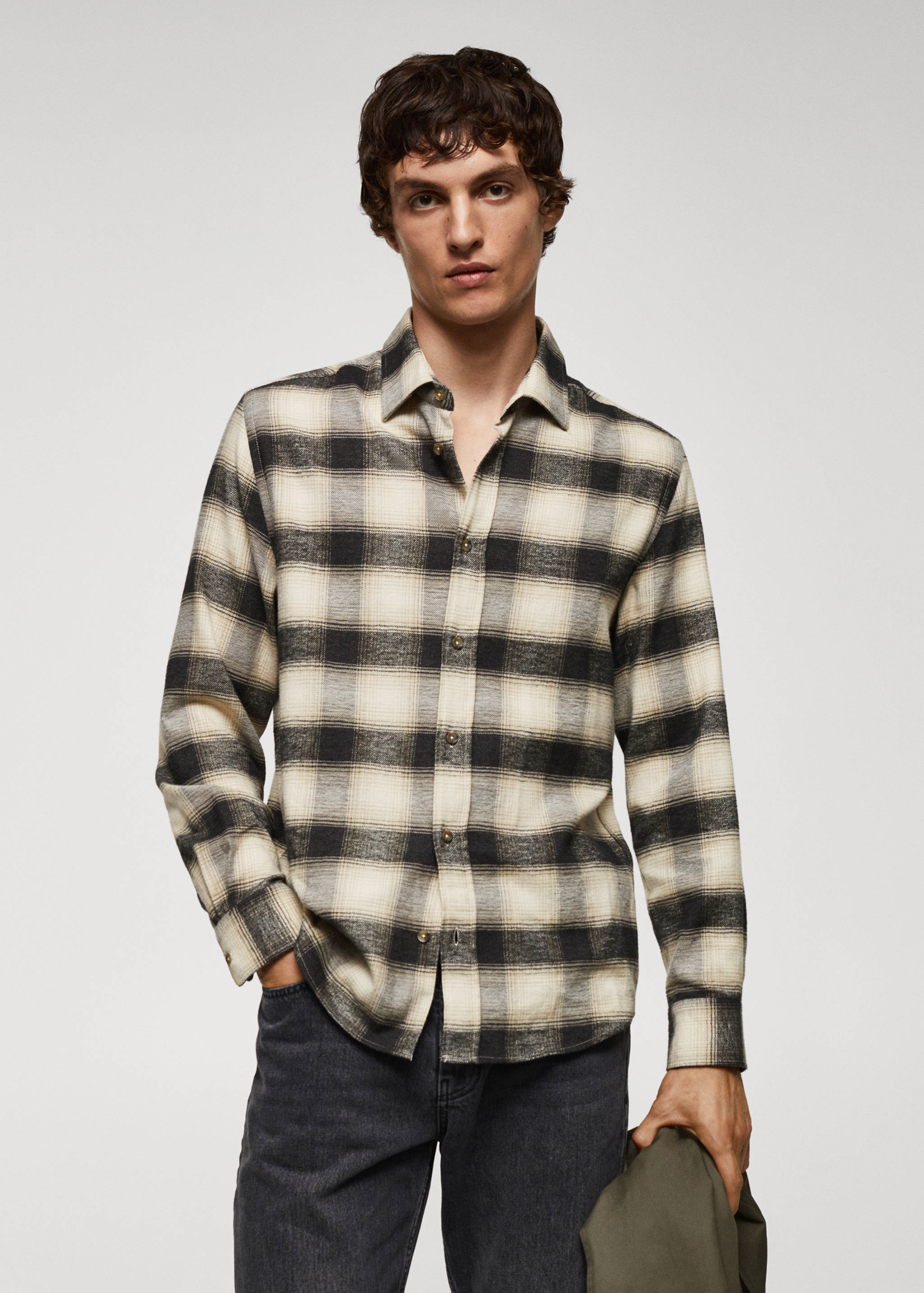 Regular fit check cotton shirt - Medium plane