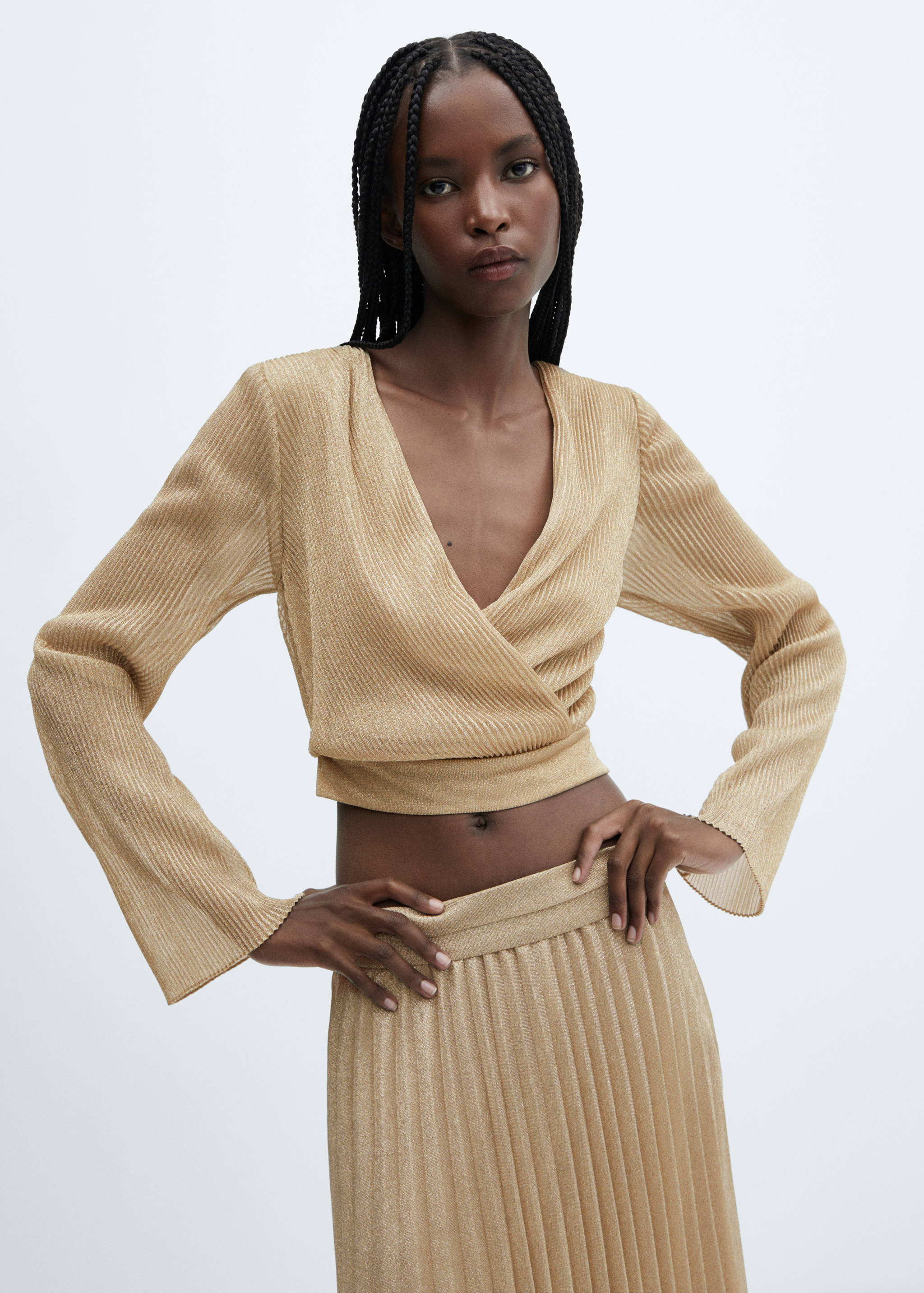 Lurex cropped blouse - Medium plane