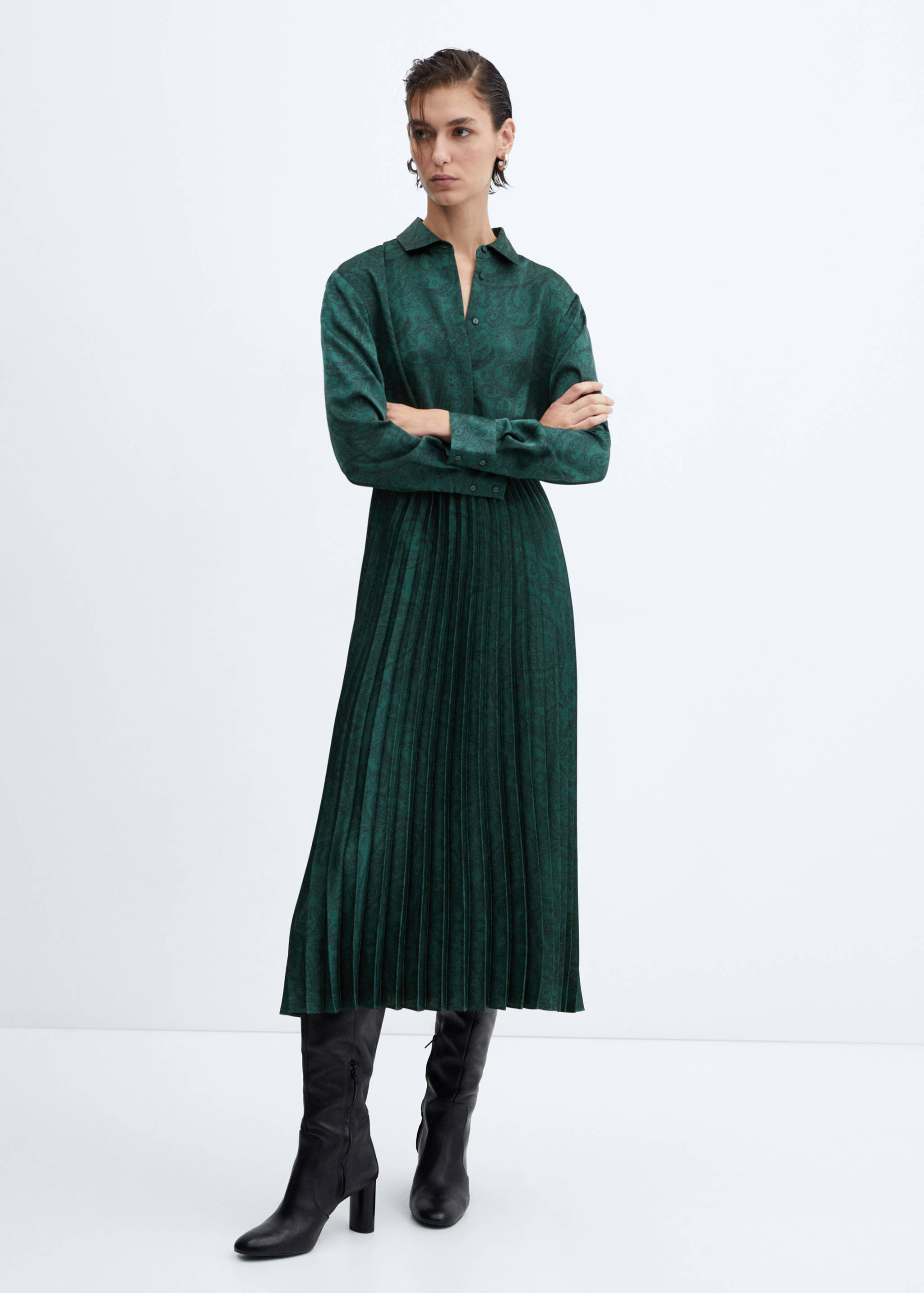 Paisley-print satin dress - General plane