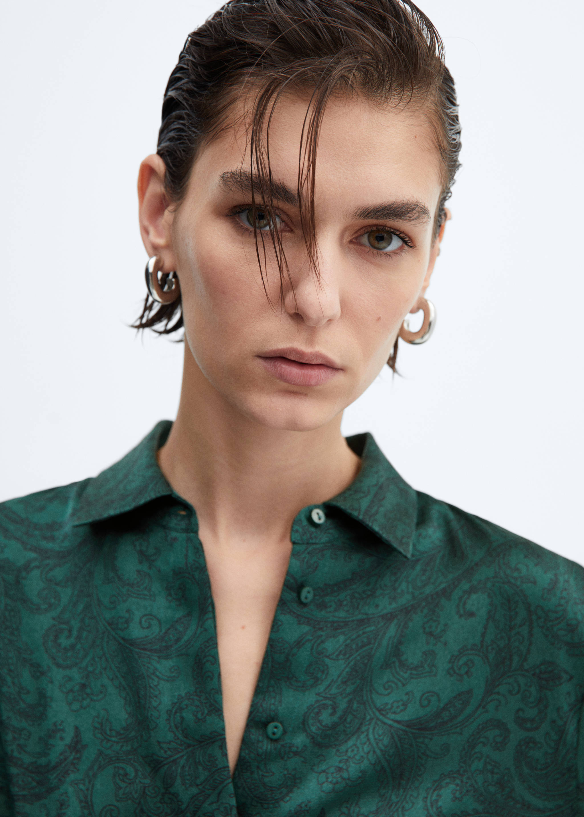 Paisley-print satin dress - Details of the article 1