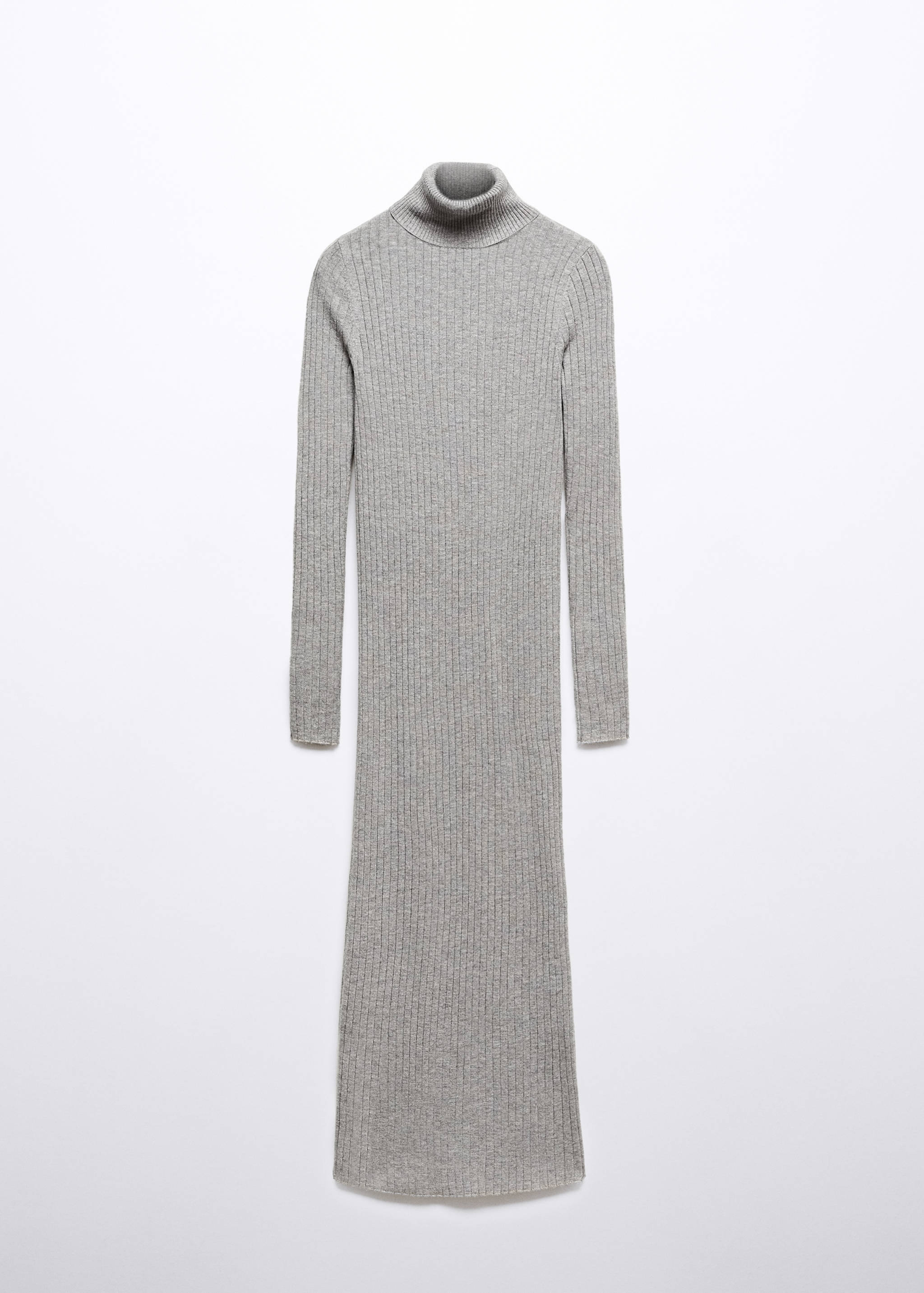 Robe midi maille côtelée col montant - Article sans modèle