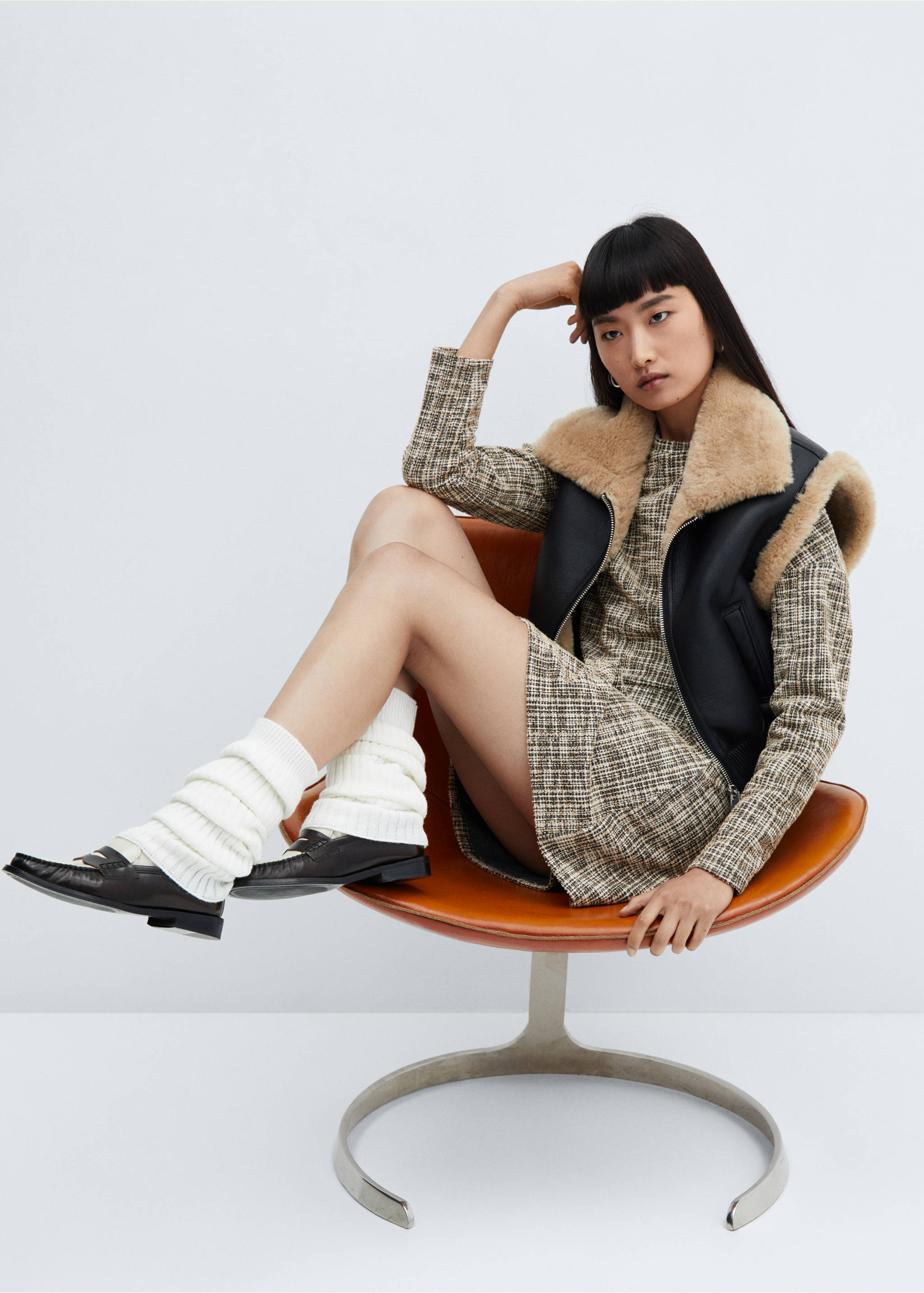 Marbled tweed sweatshirt - Details of the article 2, Beige. Ref: 57087736-00.