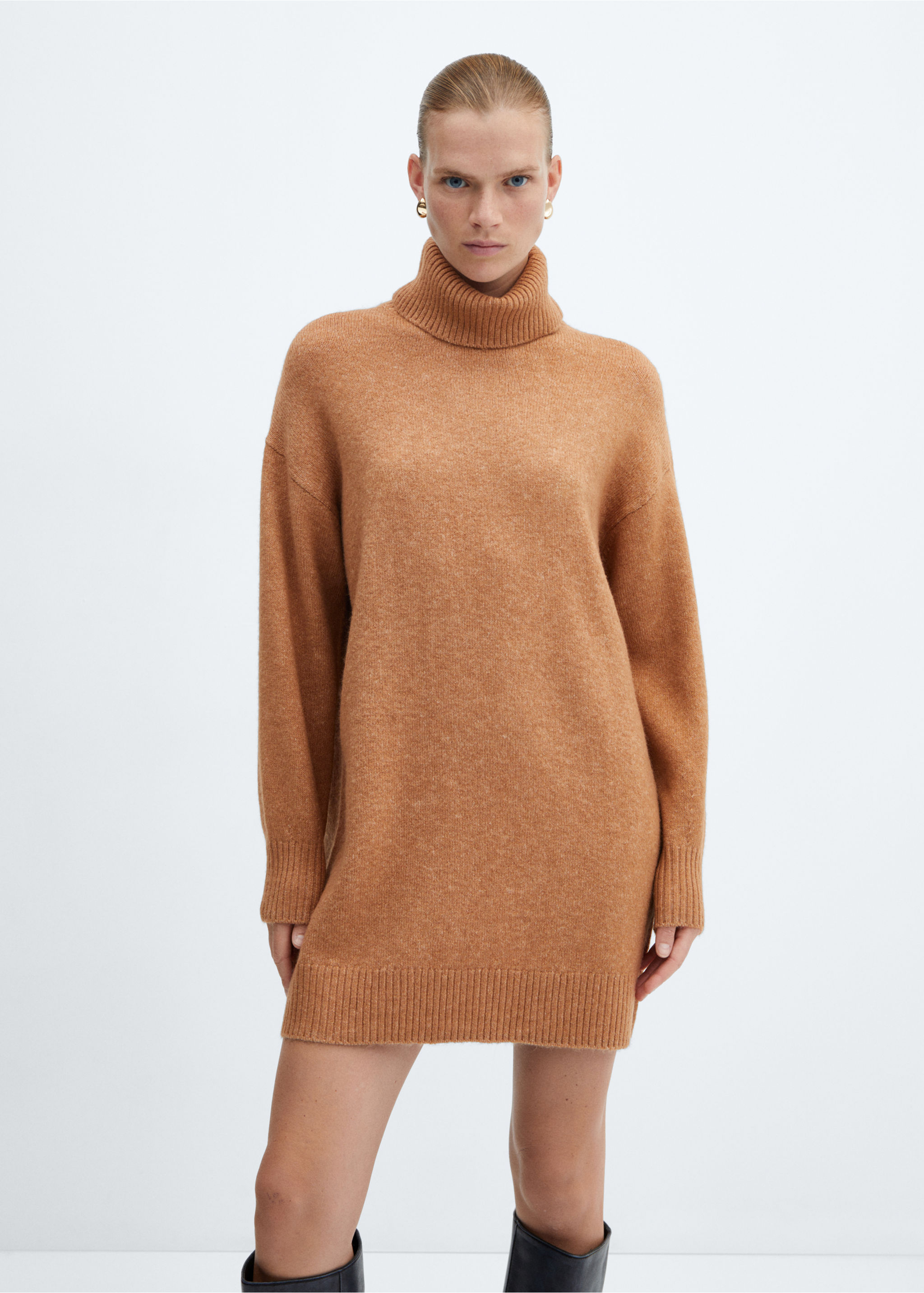 Turtle neck knit dress - Medium plane