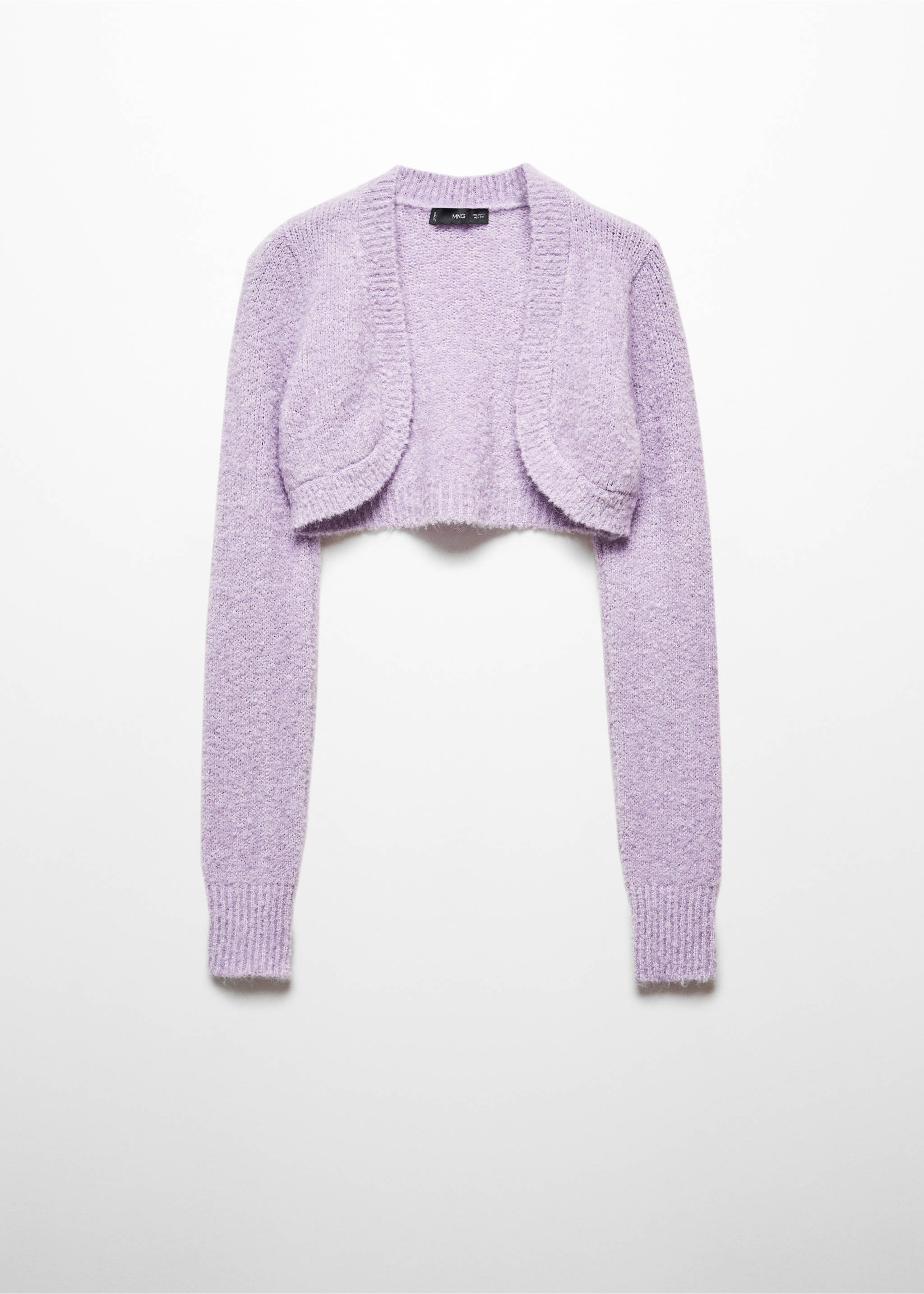 Knitted cropped cardigan - Article without model, Light/Pastel Purple. Ref: 57087753-00.