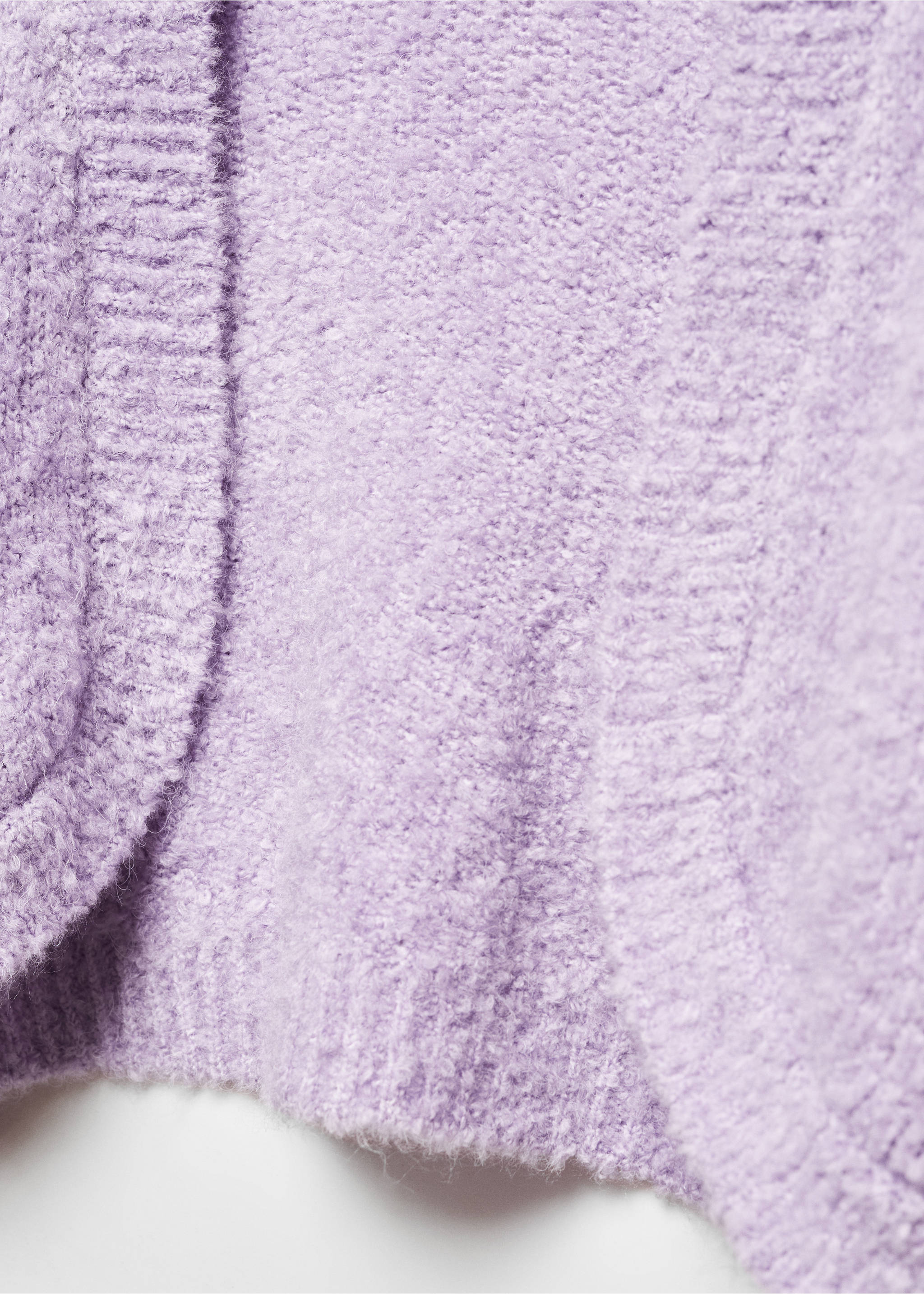 Knitted cropped cardigan - Details of the article 8, Light/Pastel Purple. Ref: 57087753-00.