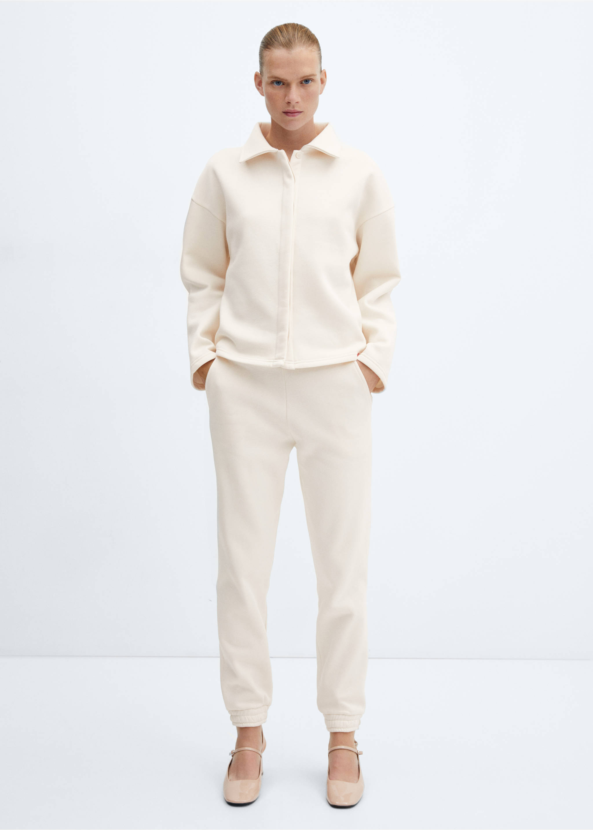 Solidarity buttoned sweatshirt - General plane, Ecru. Ref: 57087756-00.