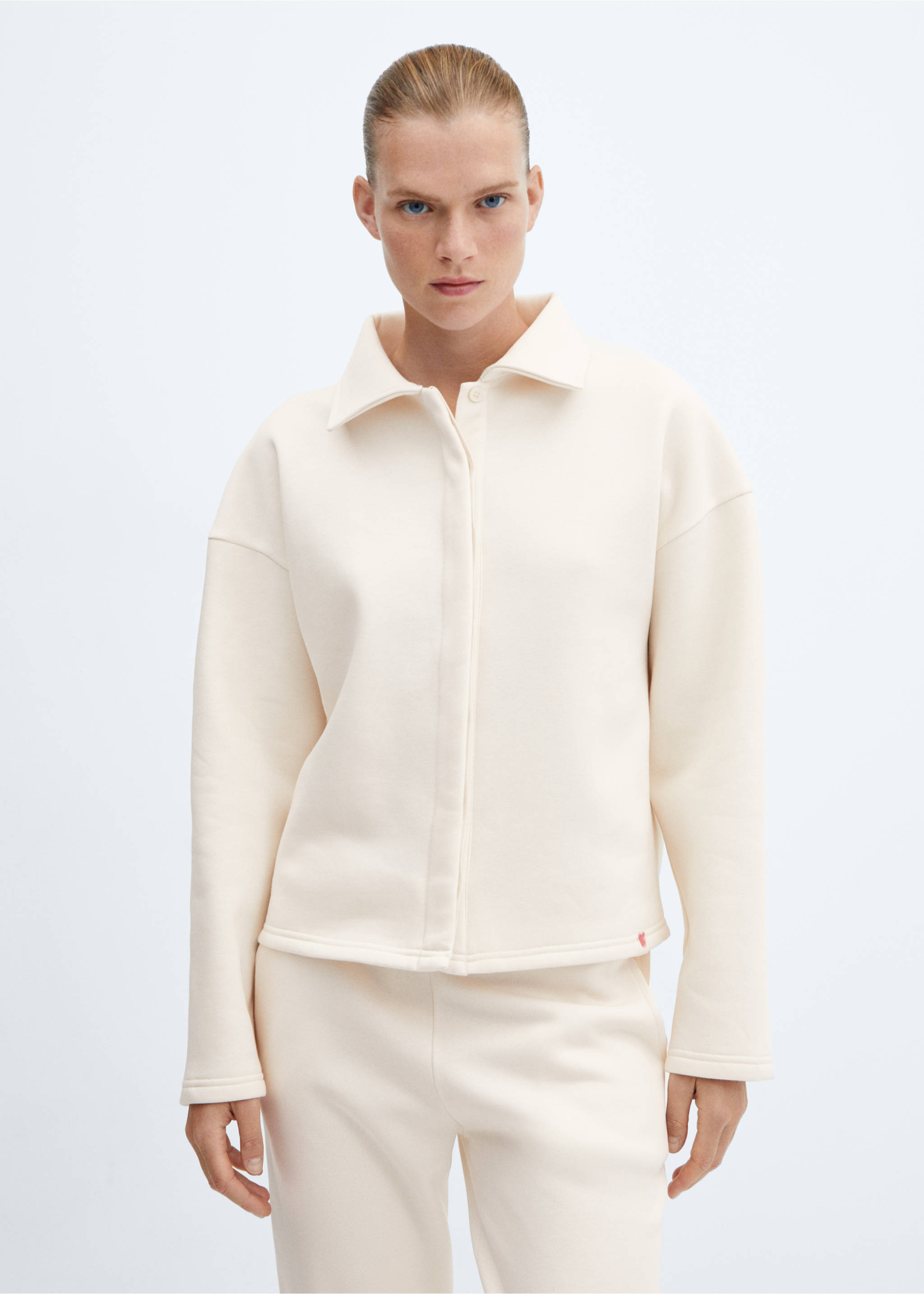 Solidarity buttoned sweatshirt - Medium plane, Ecru. Ref: 57087756-00.