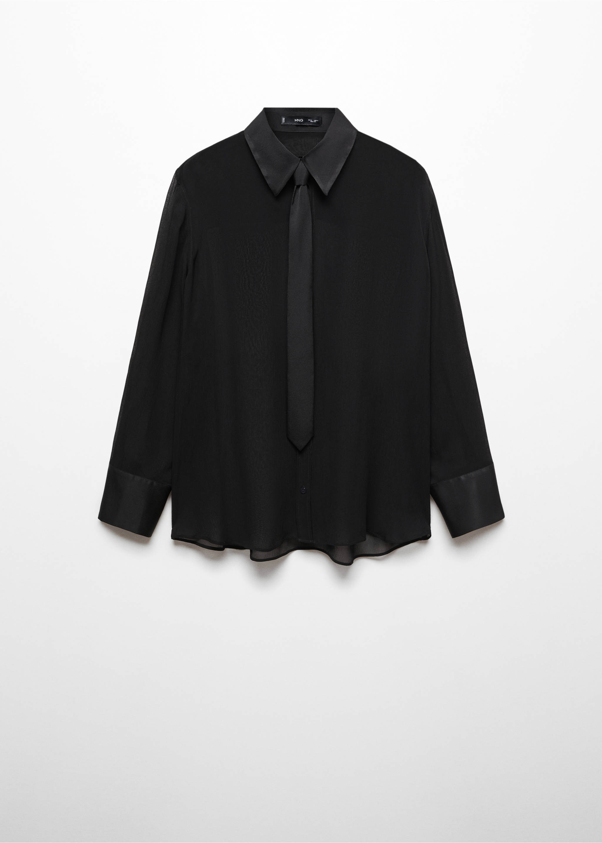 Chemise cravate détails satinés - Article sans modèle, Noir. Ref: 57087757-00.