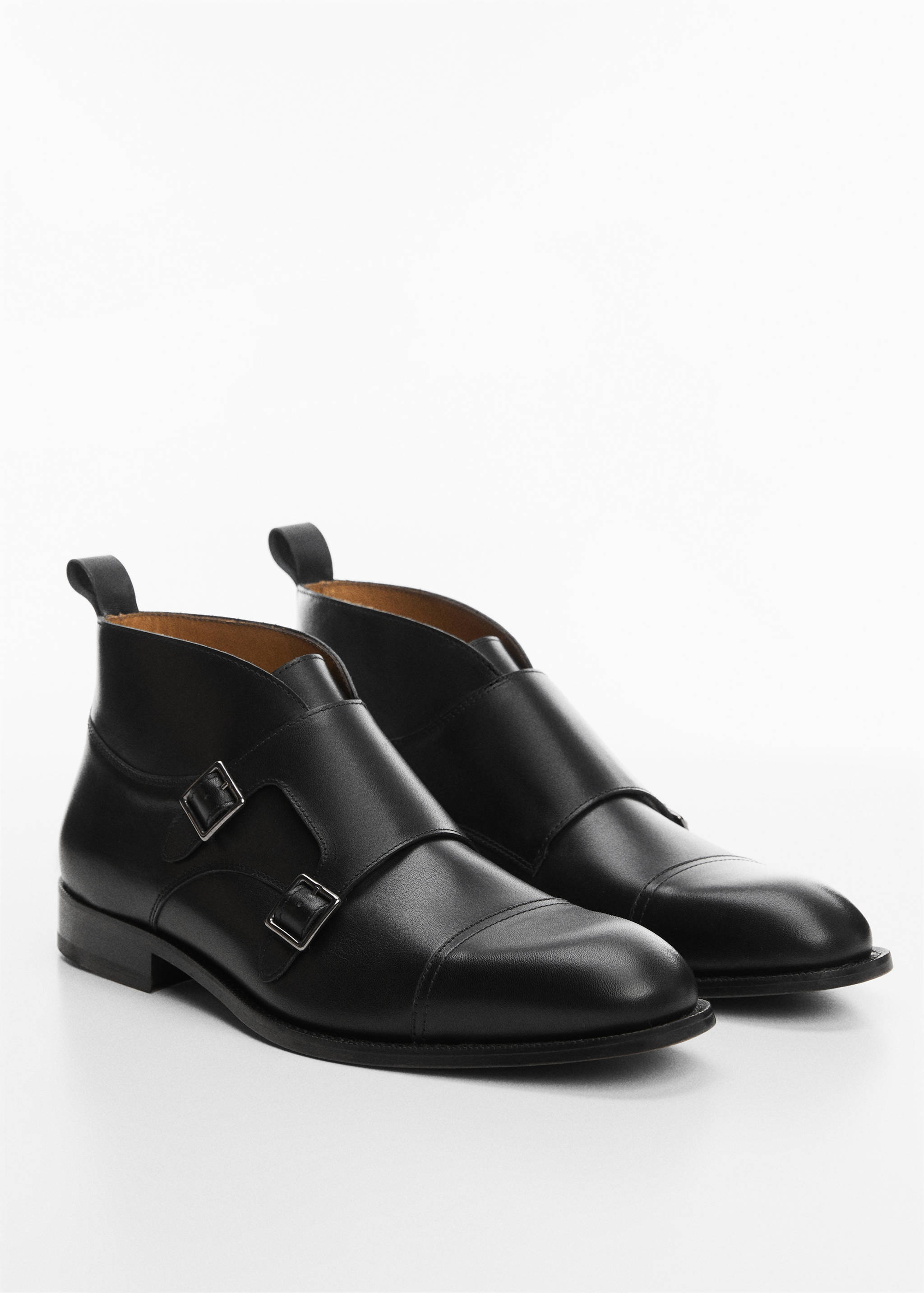 Monk ankle boots with leather buckle - Medium plane