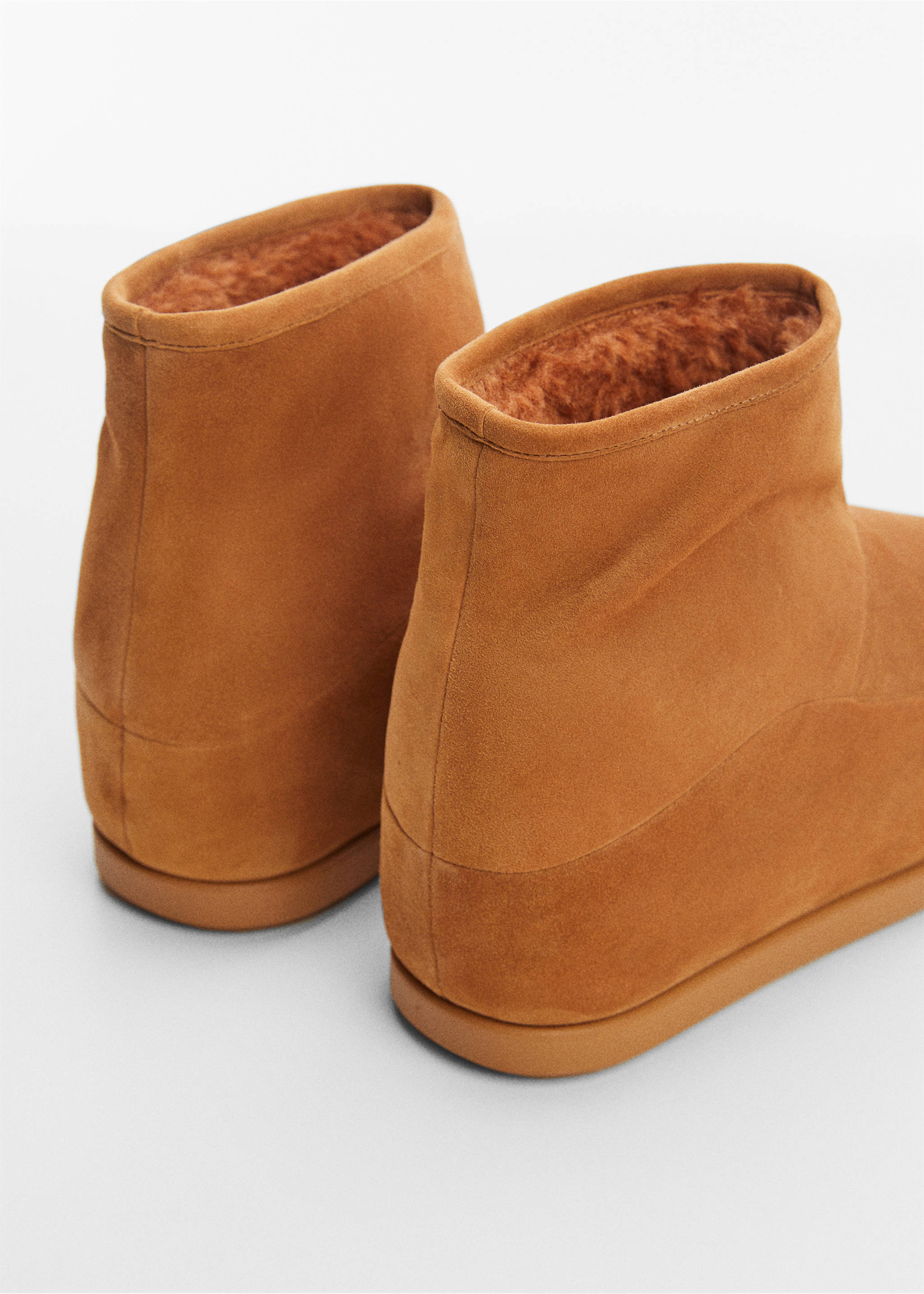 Fur-effect suede ankle boots - Details of the article 1, Tobacco Brown. Ref: 57089080-00.