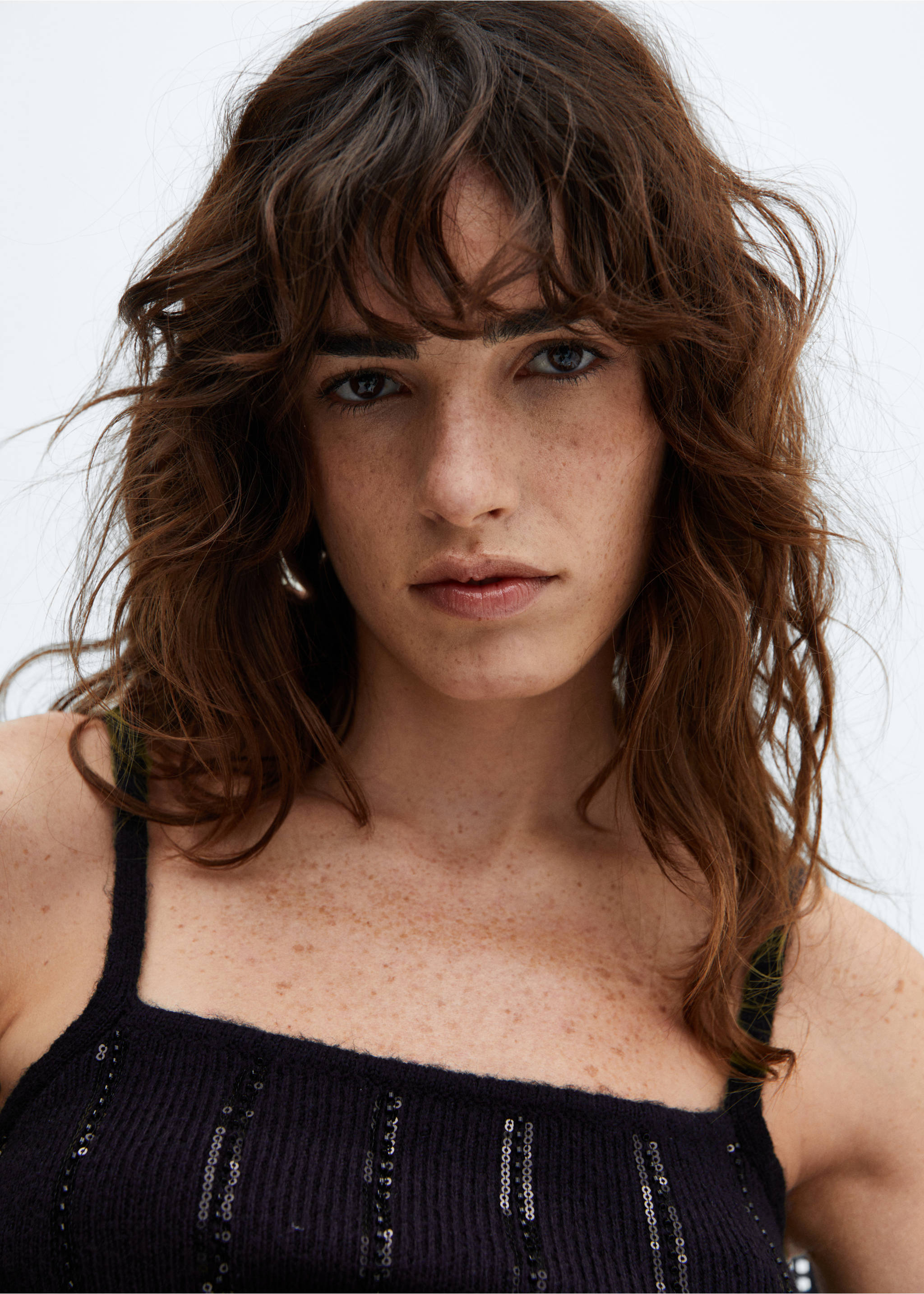 Sequins knit top - Details of the article 1, Dark Navy. Ref: 57089088-00.