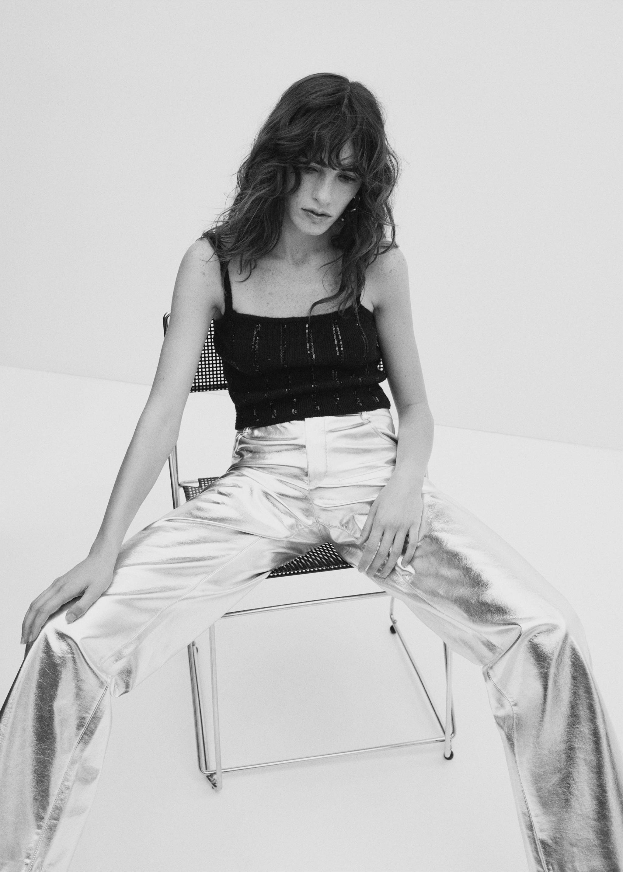 Sequins knit top - Details of the article 2, Dark Navy. Ref: 57089088-00.